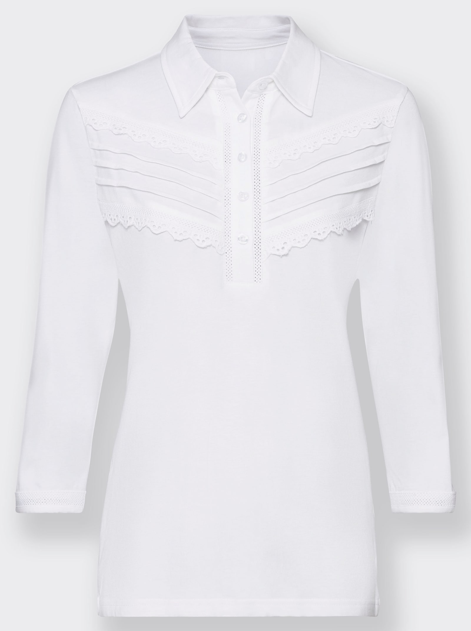Poloshirt mit Biesen-Verzierung - weiß