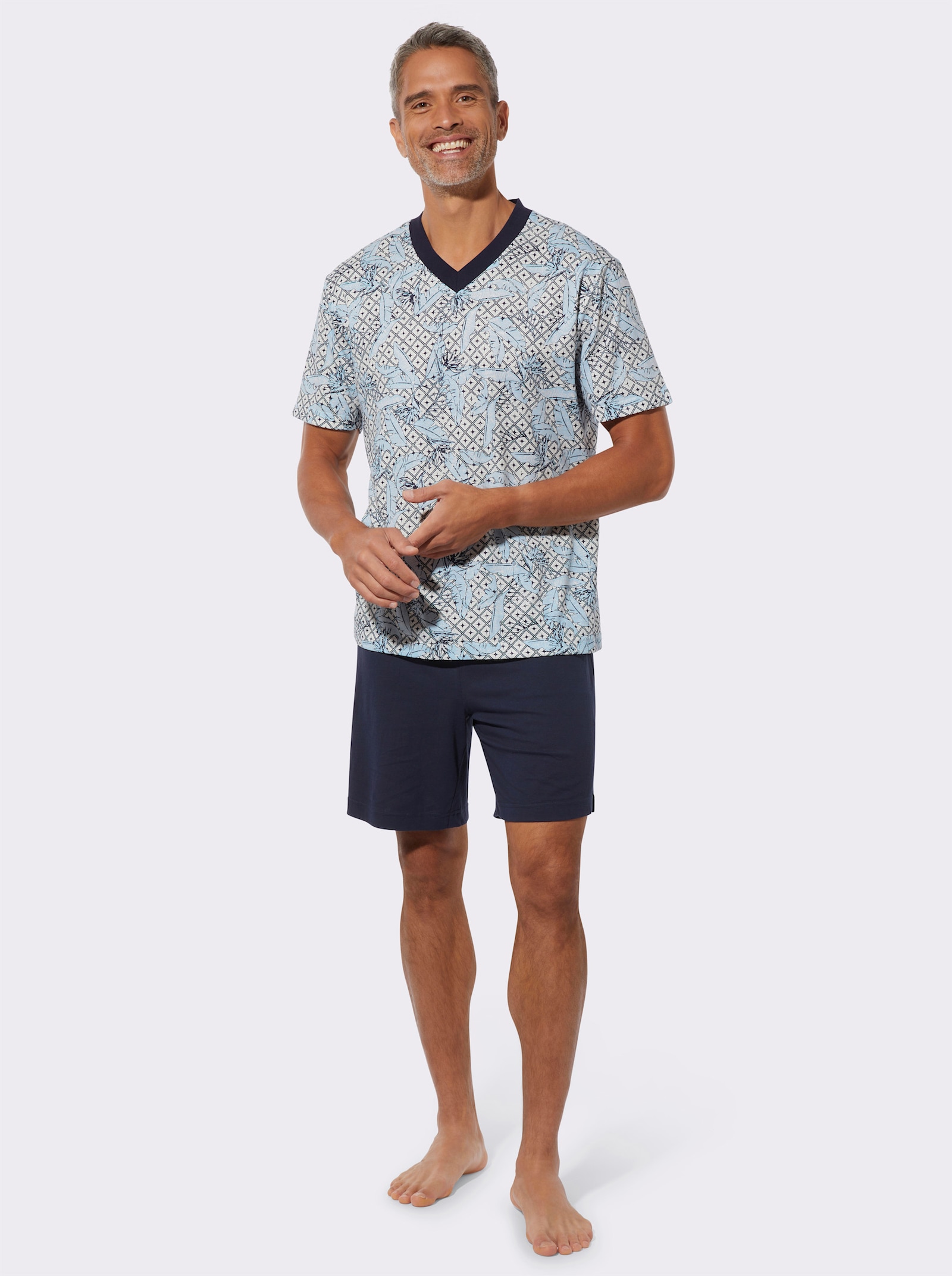 Shorty - eisblau-marine-bedruckt