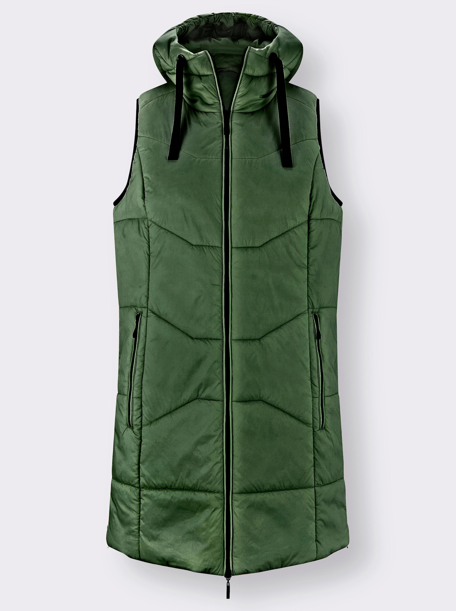 Steppweste in Longform, warm wattiert - moos