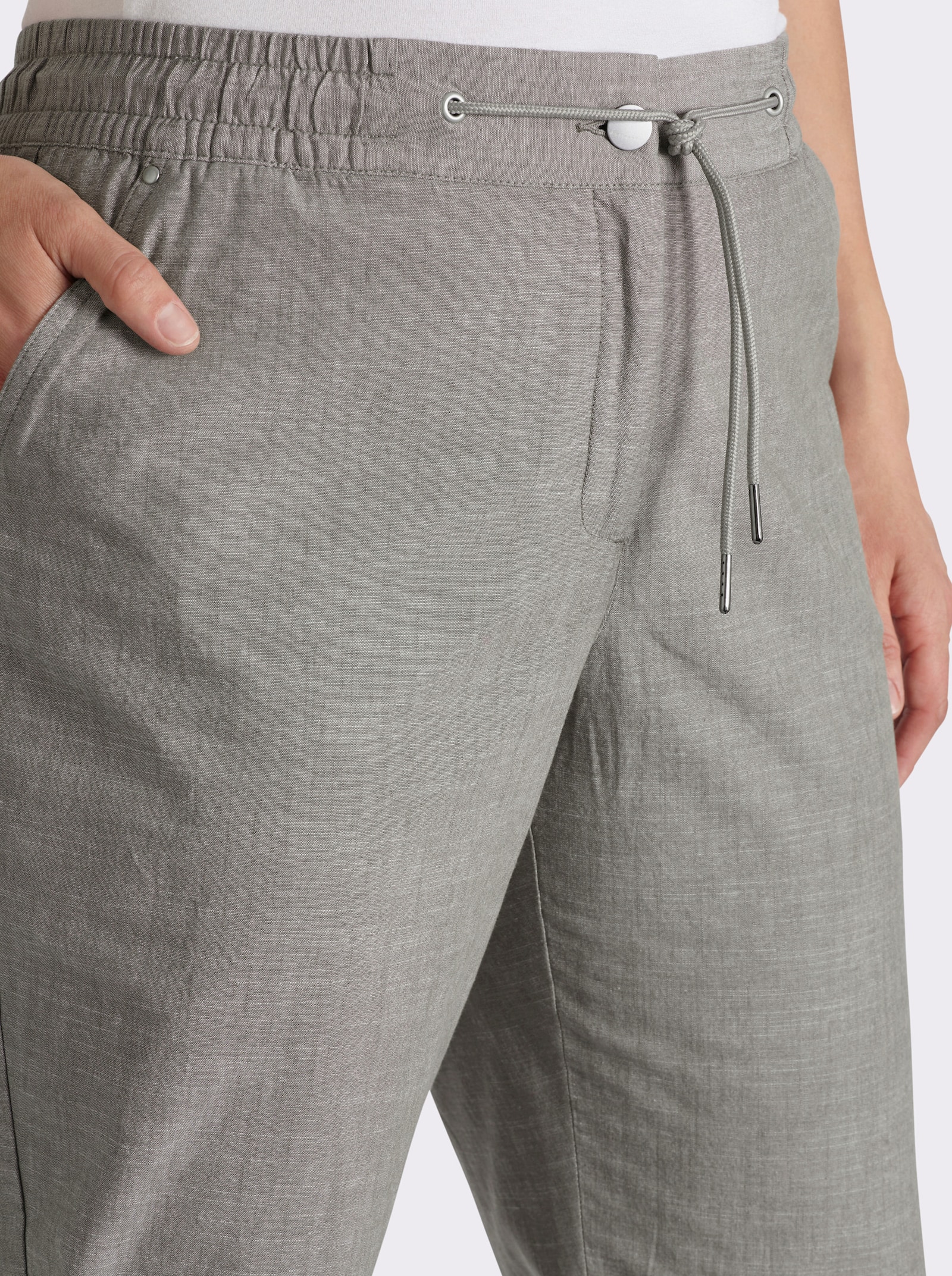 Bootcuthose mit Dehnbund und Kordelzug - taupe