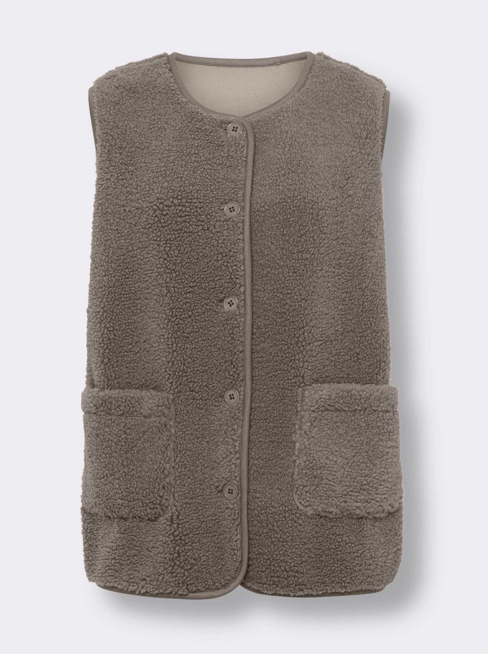 Fleecová vesta na knoflíky - taupe
