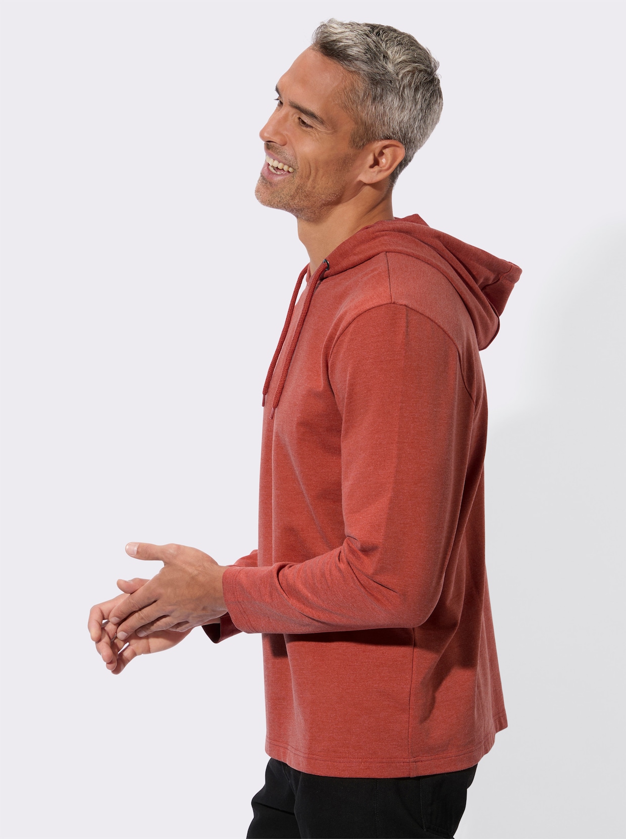 Mikina, kapucňa, viazačka - Hrdzavočervený melír