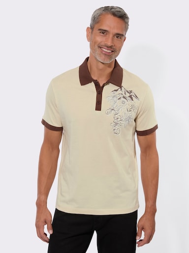 Poloshirt in Kontrast-Verarbeitung - sand-schoko