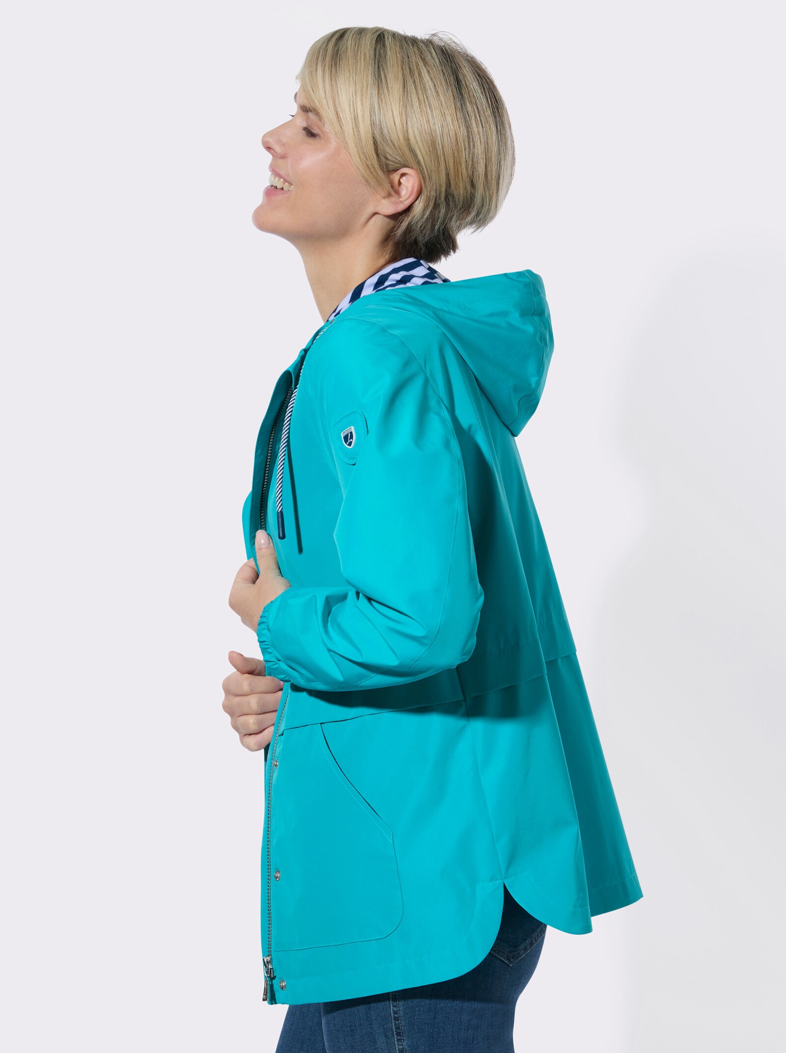 Übergangsjacke mit Kapuze - türkis