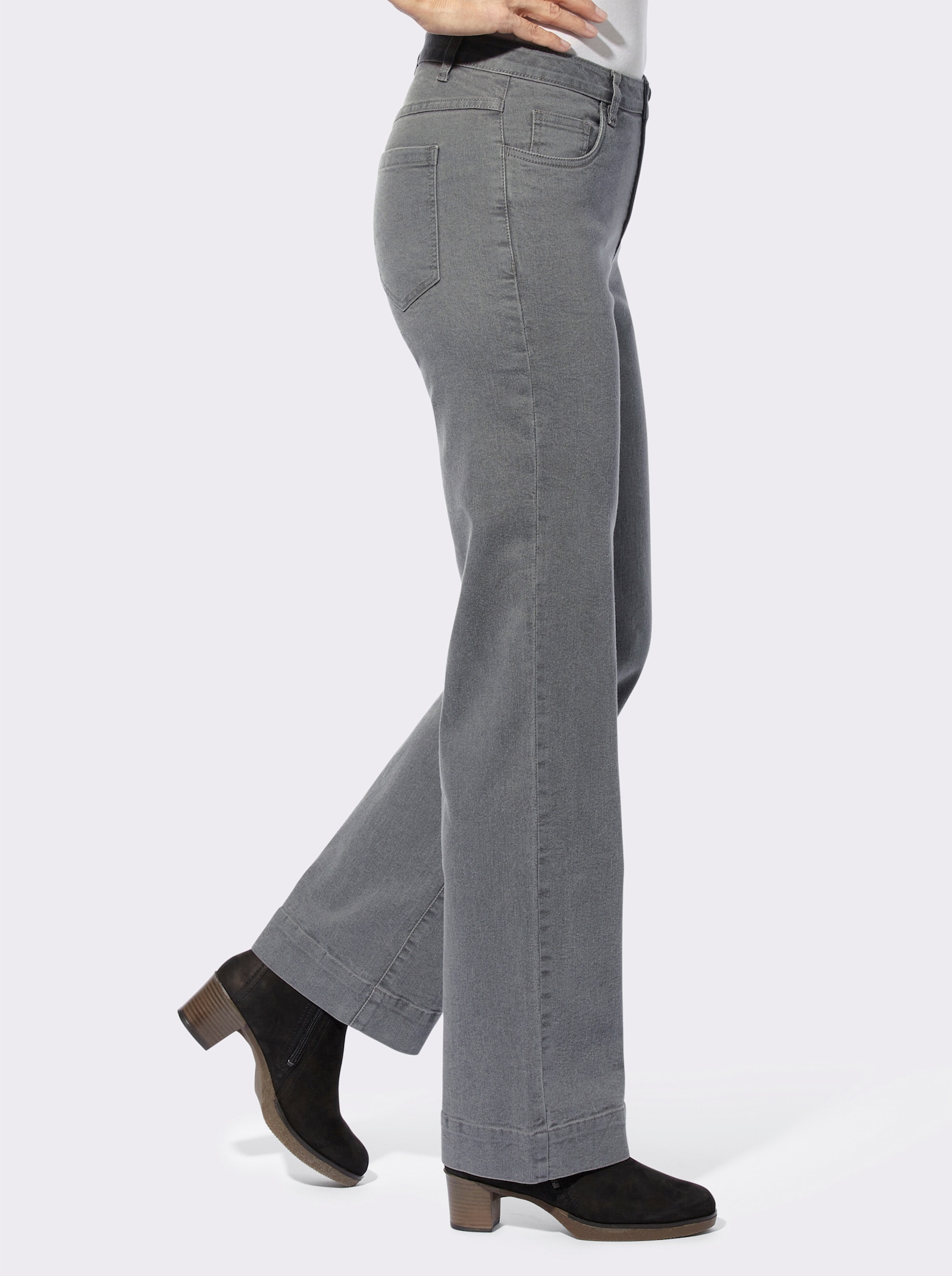 Jeans met wijde pijpen - grey denim