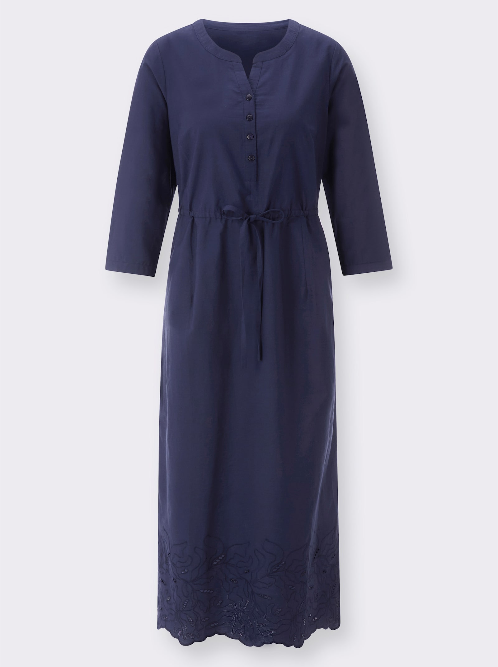 A-Linien-Kleid mit Lochstickerei - marine