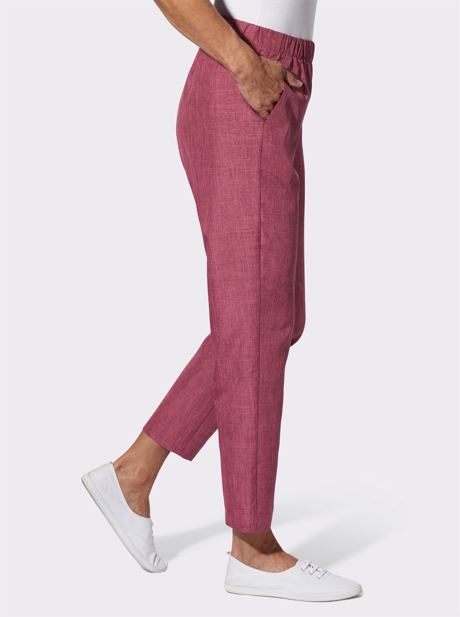 Comfortbroek in linnenlook - malve gemêleerd