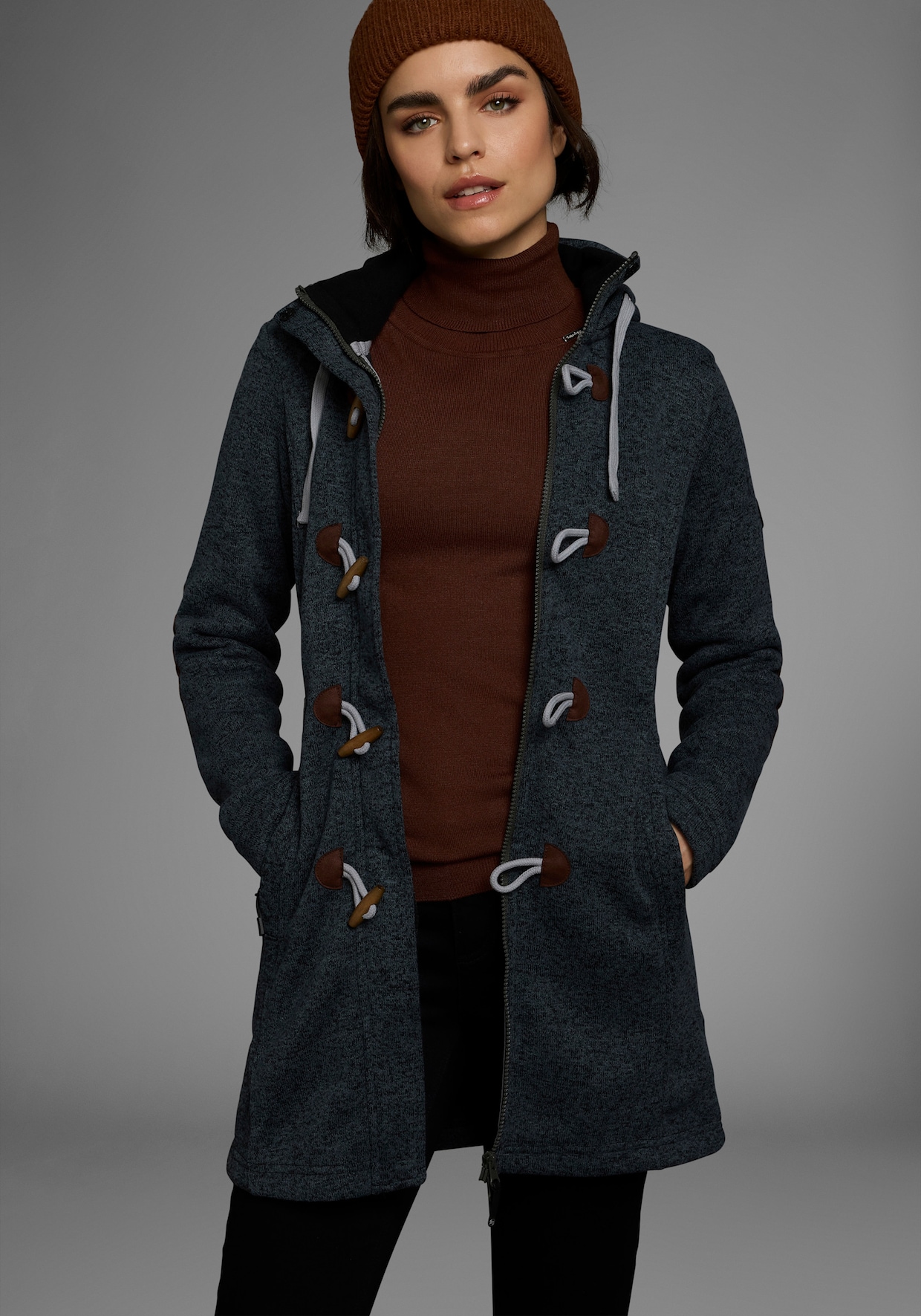 Strickfleecejacke - anthrazit