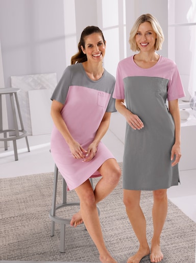 wäschepur Sleepshirts - rosé + steingrau