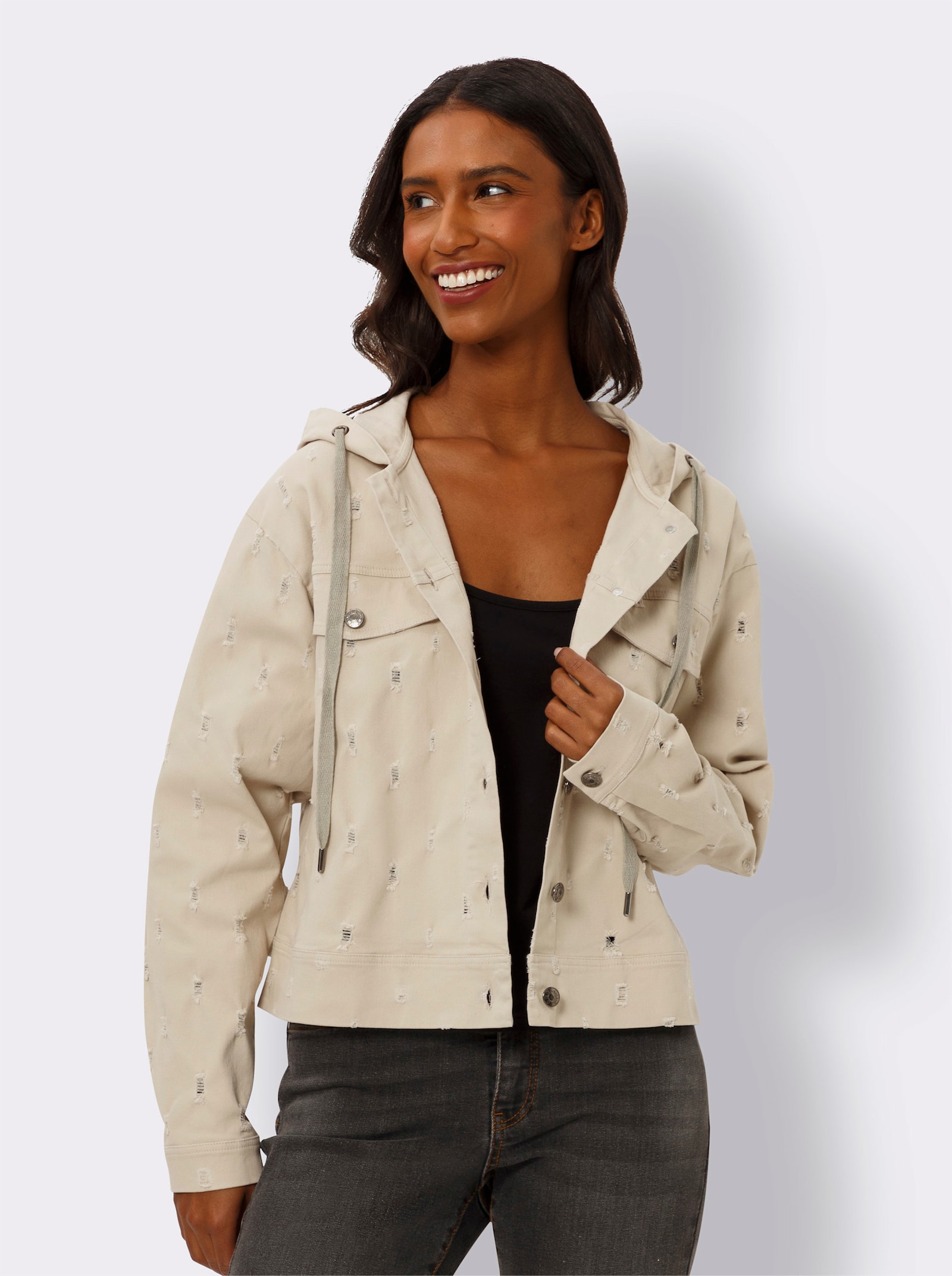 heine Vrijetijdsjack van twill - zand