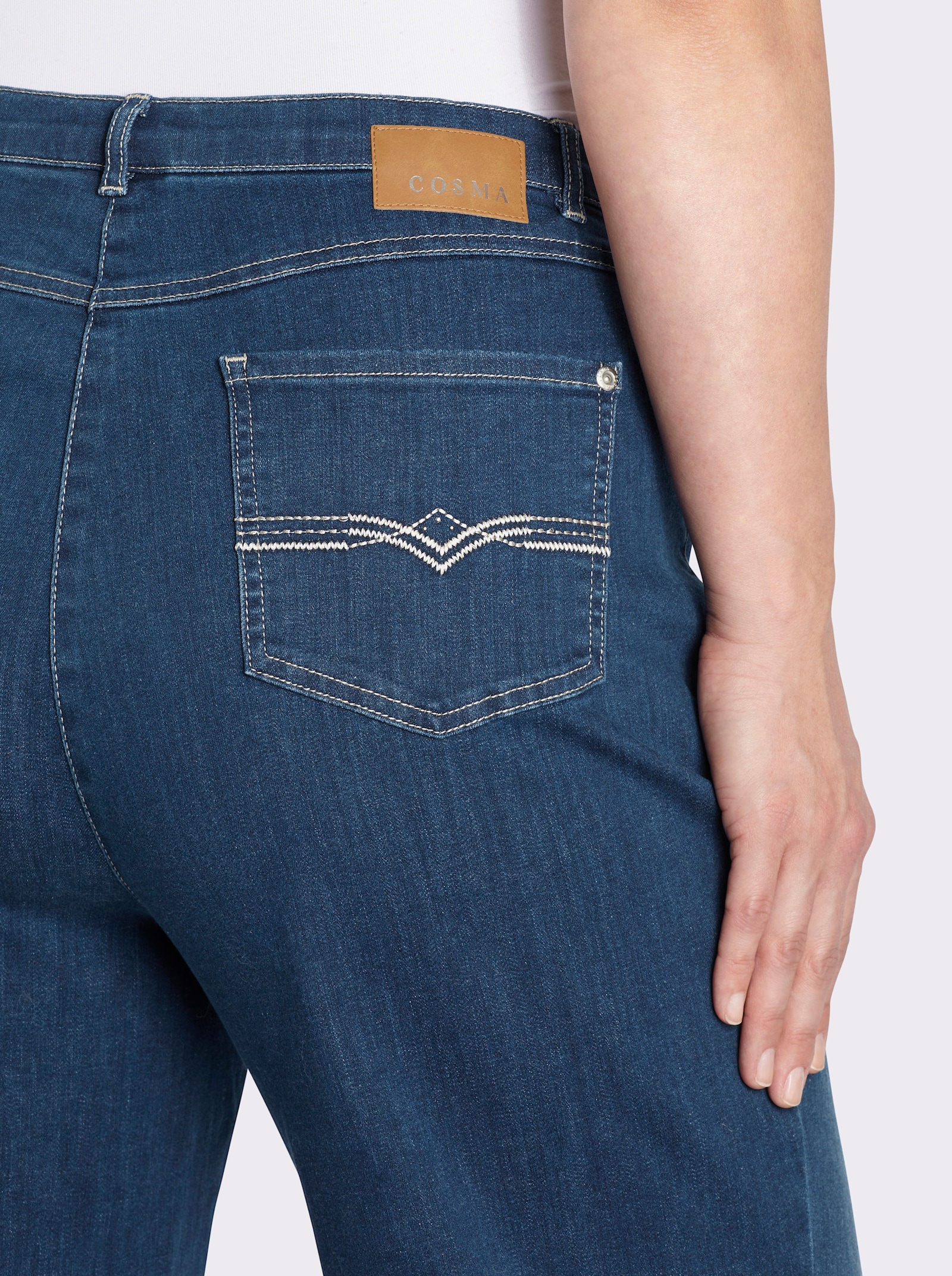 Cosma Gerade Jeans mit Stickerei - blue-stone-washed
