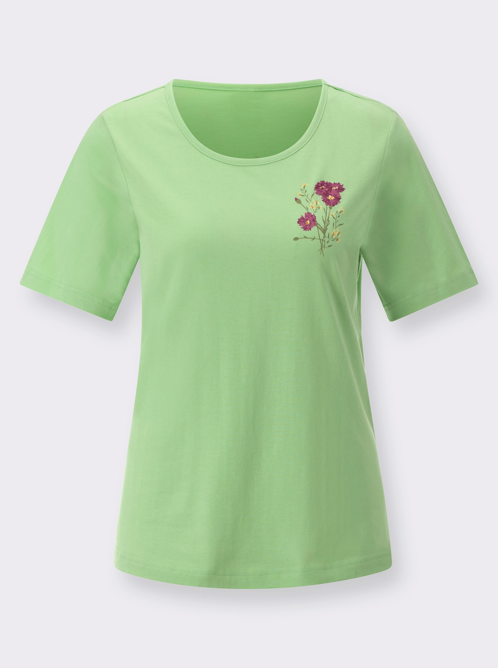 Shirt met korte mouwen en bloemenprints - resedagroen