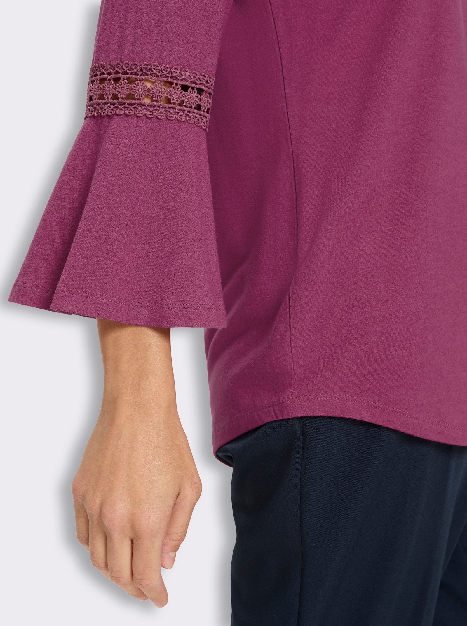 3/4-Arm-Shirt mit Stickerei und Spitze - erika