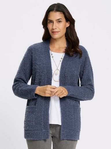 Strickjacke aus flauschigem Bouclé-Garn - rauchblau