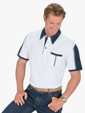 Poloshirt - weiß-marine