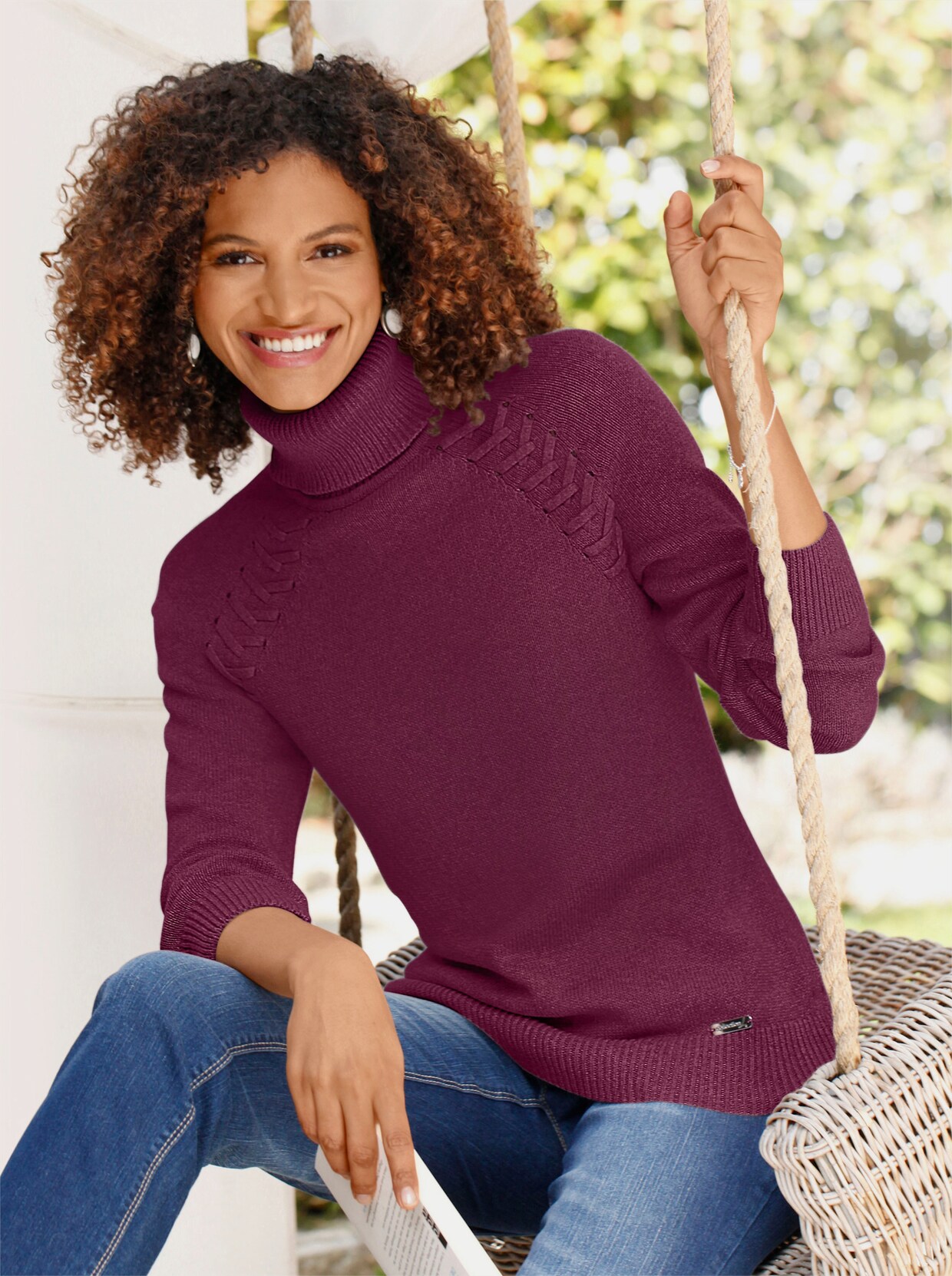 Rollkragenpullover - bordeaux