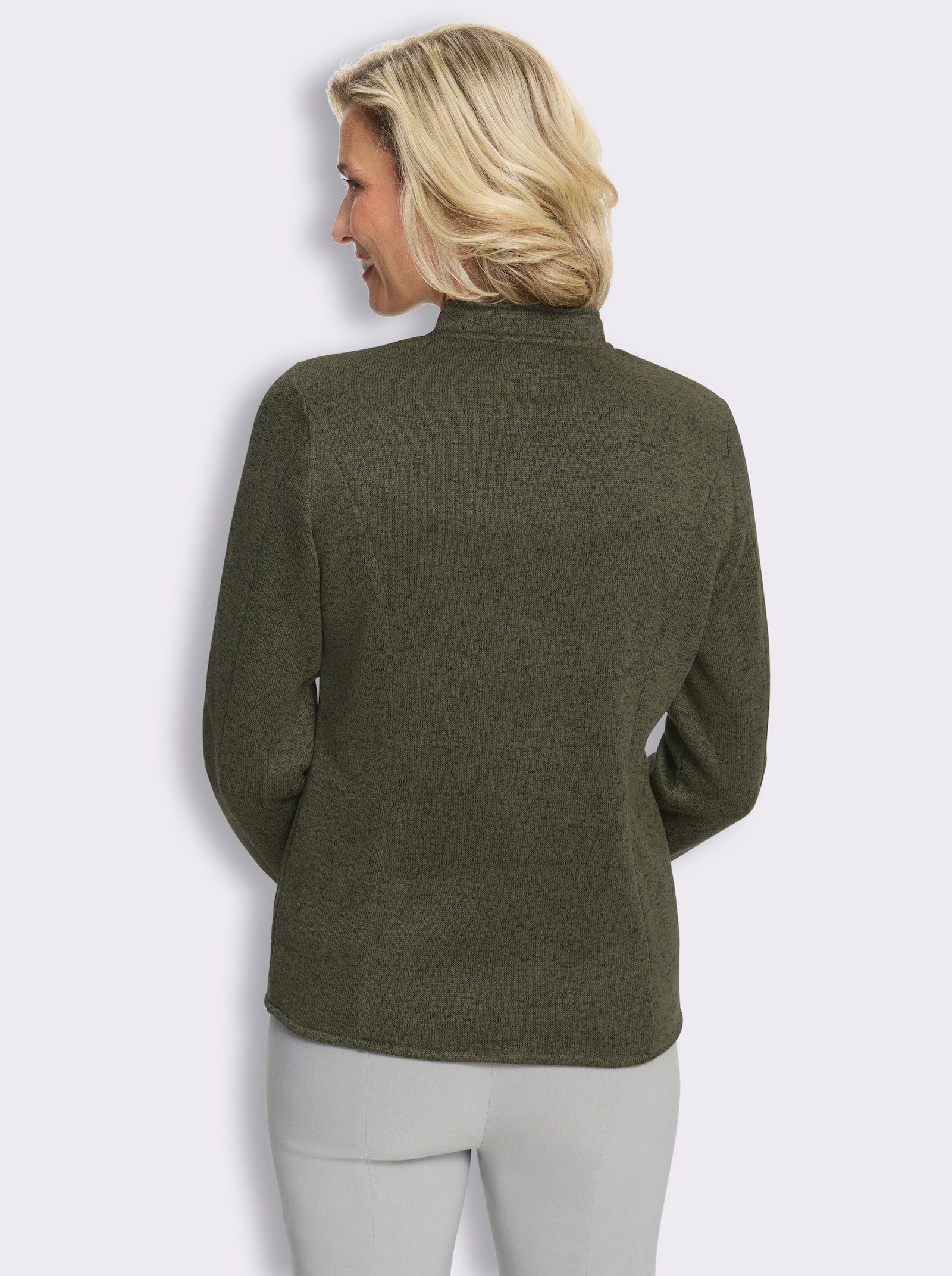 Blazer met bloemenborduursel - kaki gemêleerd