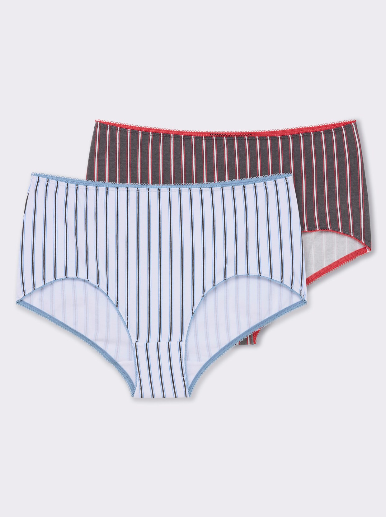 wäschepur Taillenslip - 5x bleu-gestreift + 5x anthrazit-gestreift
