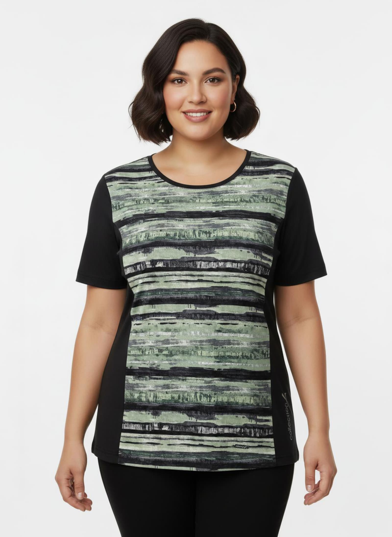 Funktionsshirt atmungsaktiv und schnell trocknend - schwarz-eucalyptus-bedruckt