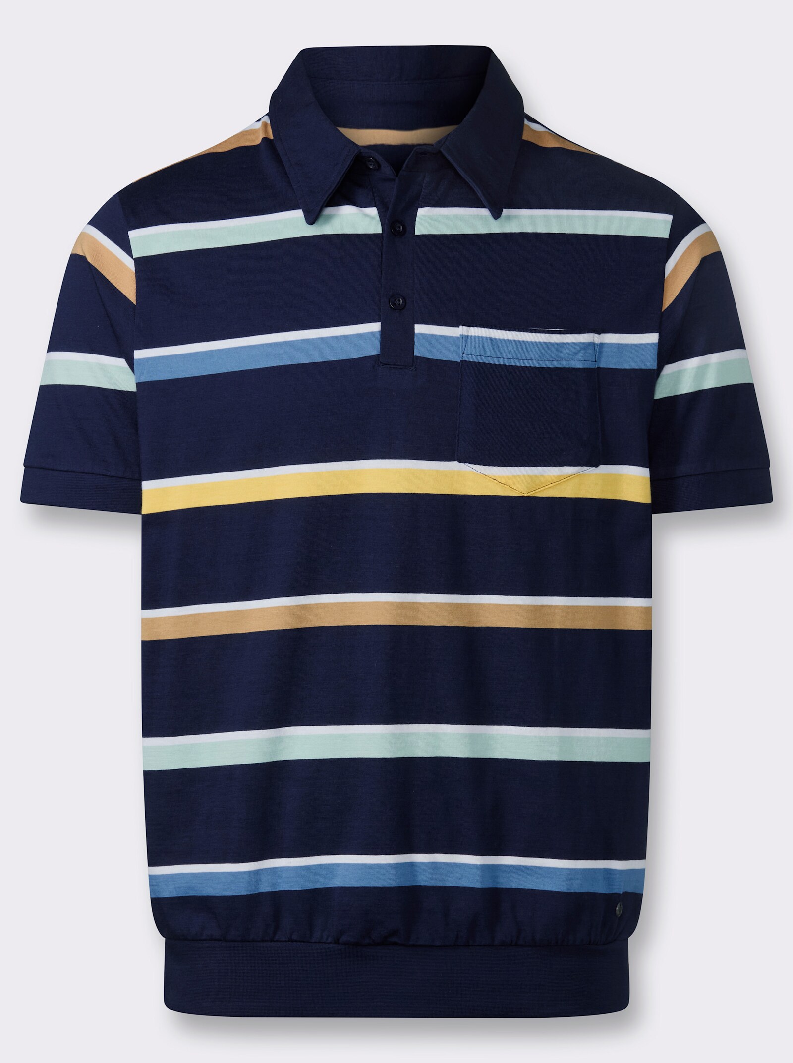 Marco Donati Kurzarmshirt mit garngefärbten Streifen - marine-gestreift