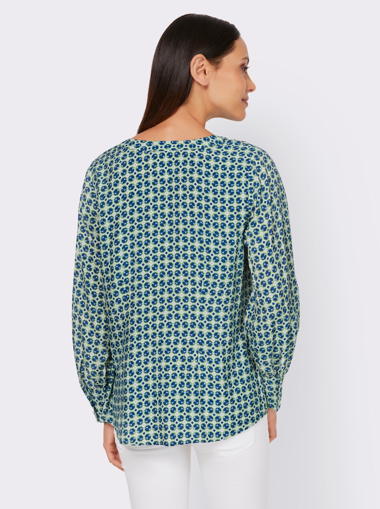 heine Blouse met print - ecru/koningsblauw gedessineerd