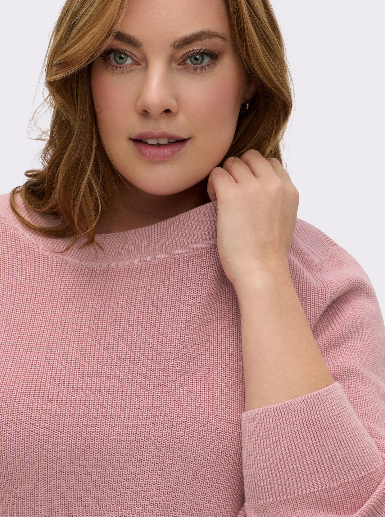 Strickpullover in Ripp-Optik - hortensie