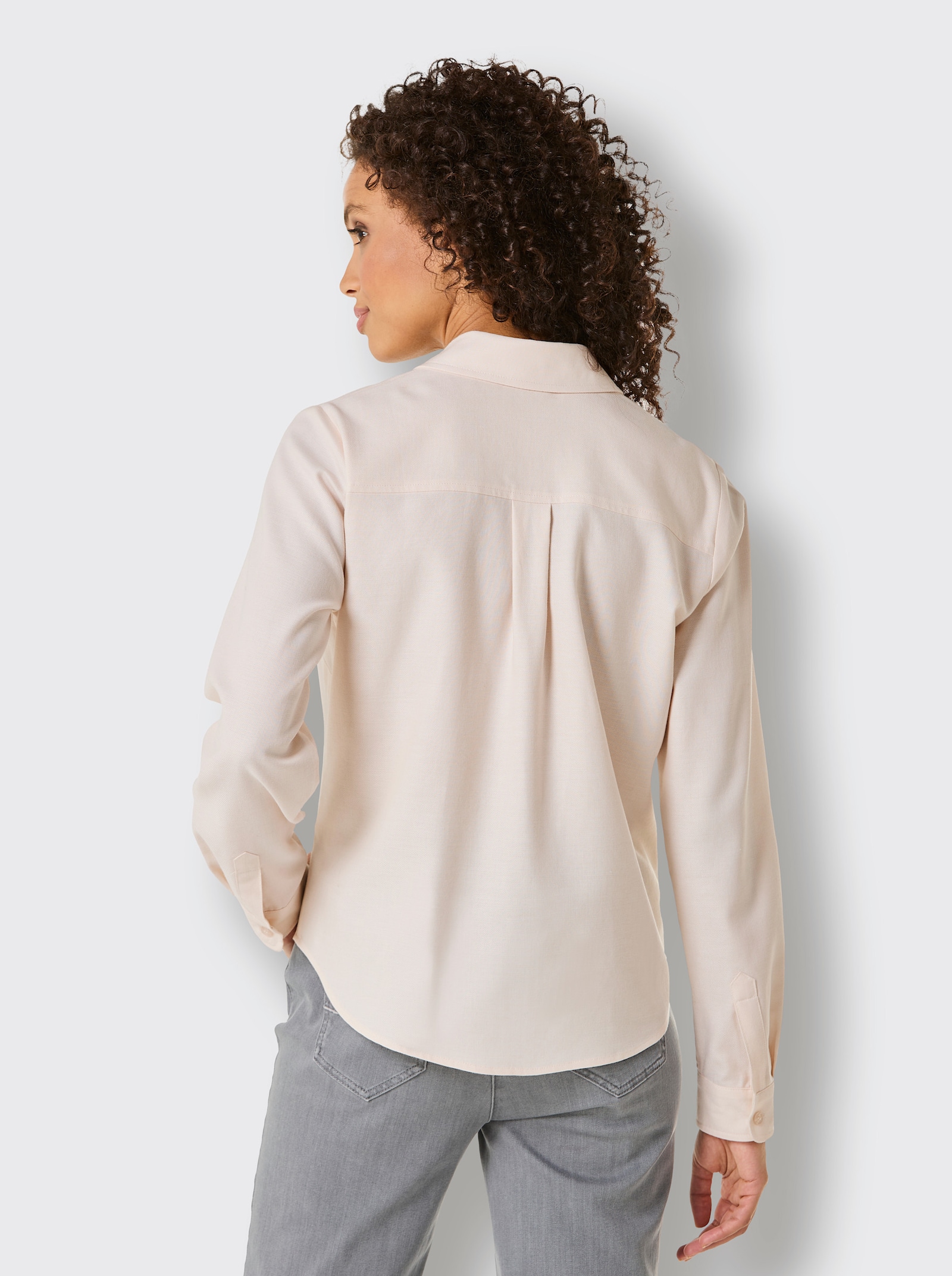 CREATION L PREMIUM Hemdbluse mit unifarbenen Einsätzen - elfenbein-ecru-meliert