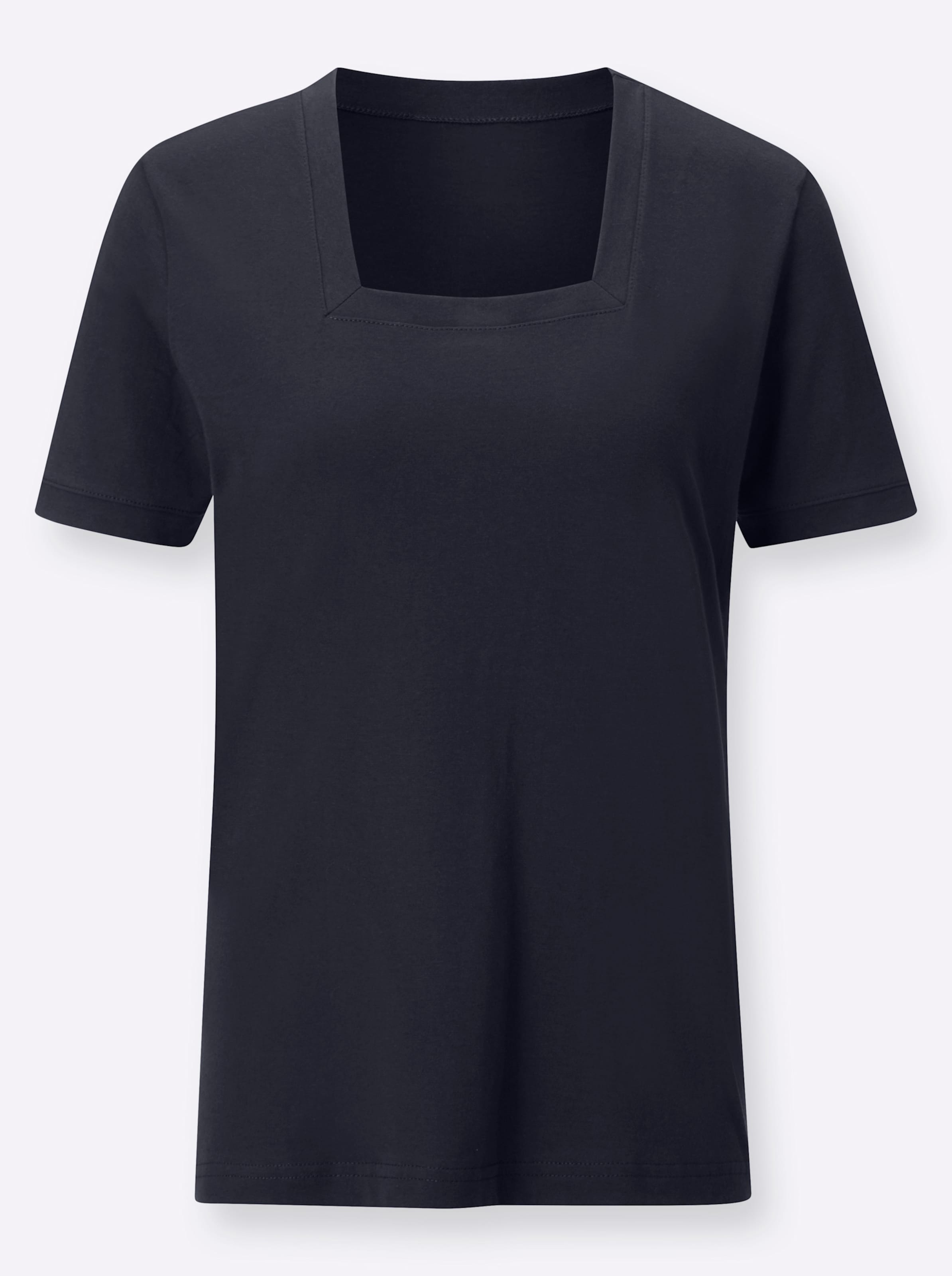 Casual Looks Damen Dunkelblau Kurzarmshirt "Shirt", Gr. 42, Blau (Marine), 100% Baumwolle, Unifarben, Eckiger Ausschnitt, Shirts - Bild 2