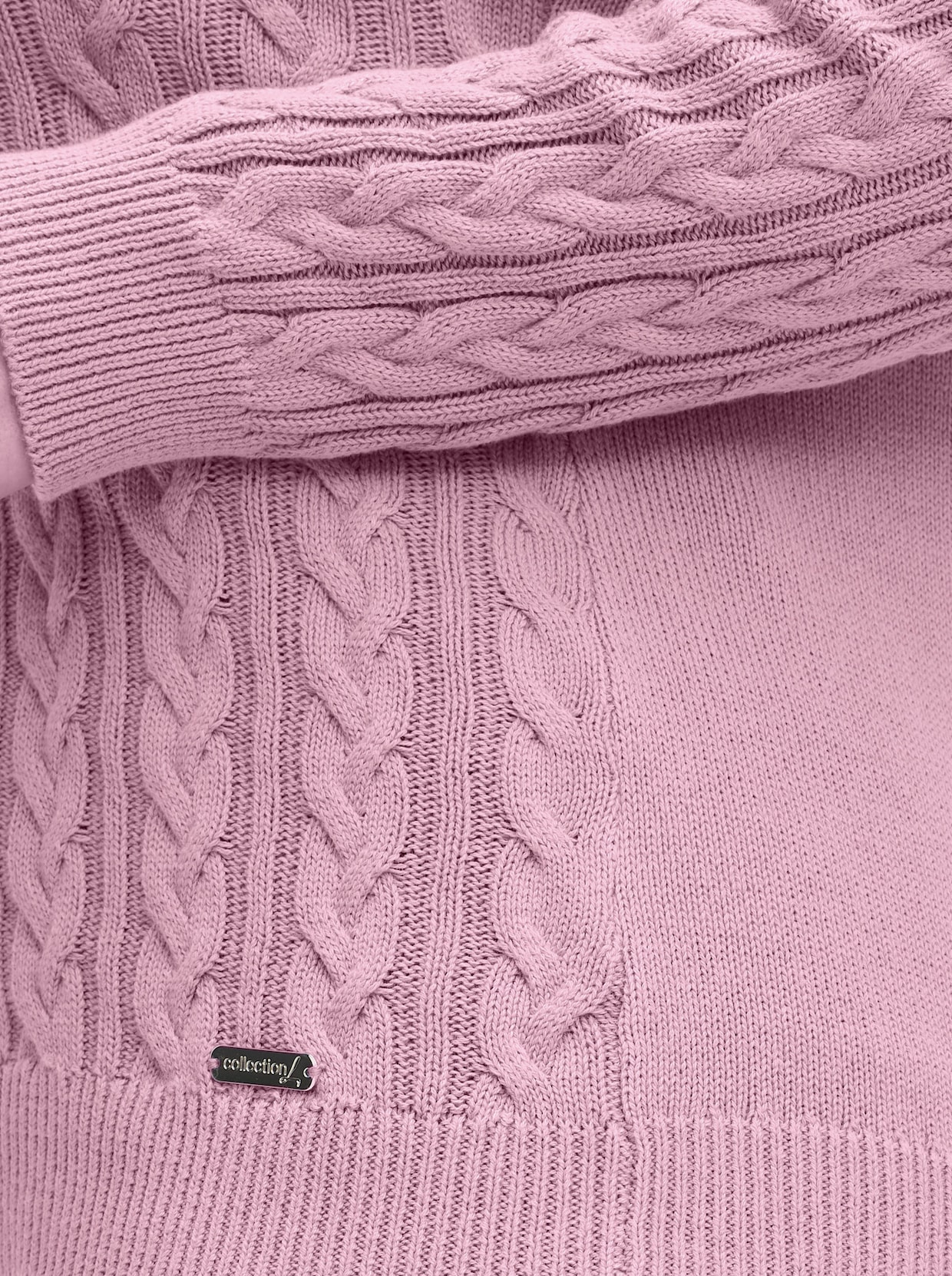 Strickpullover mit Zopfmuster - altrosé