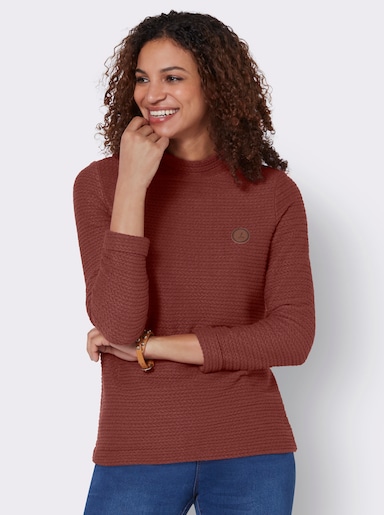 Rollkragenshirt aus Jacquard-Strick - rotbraun