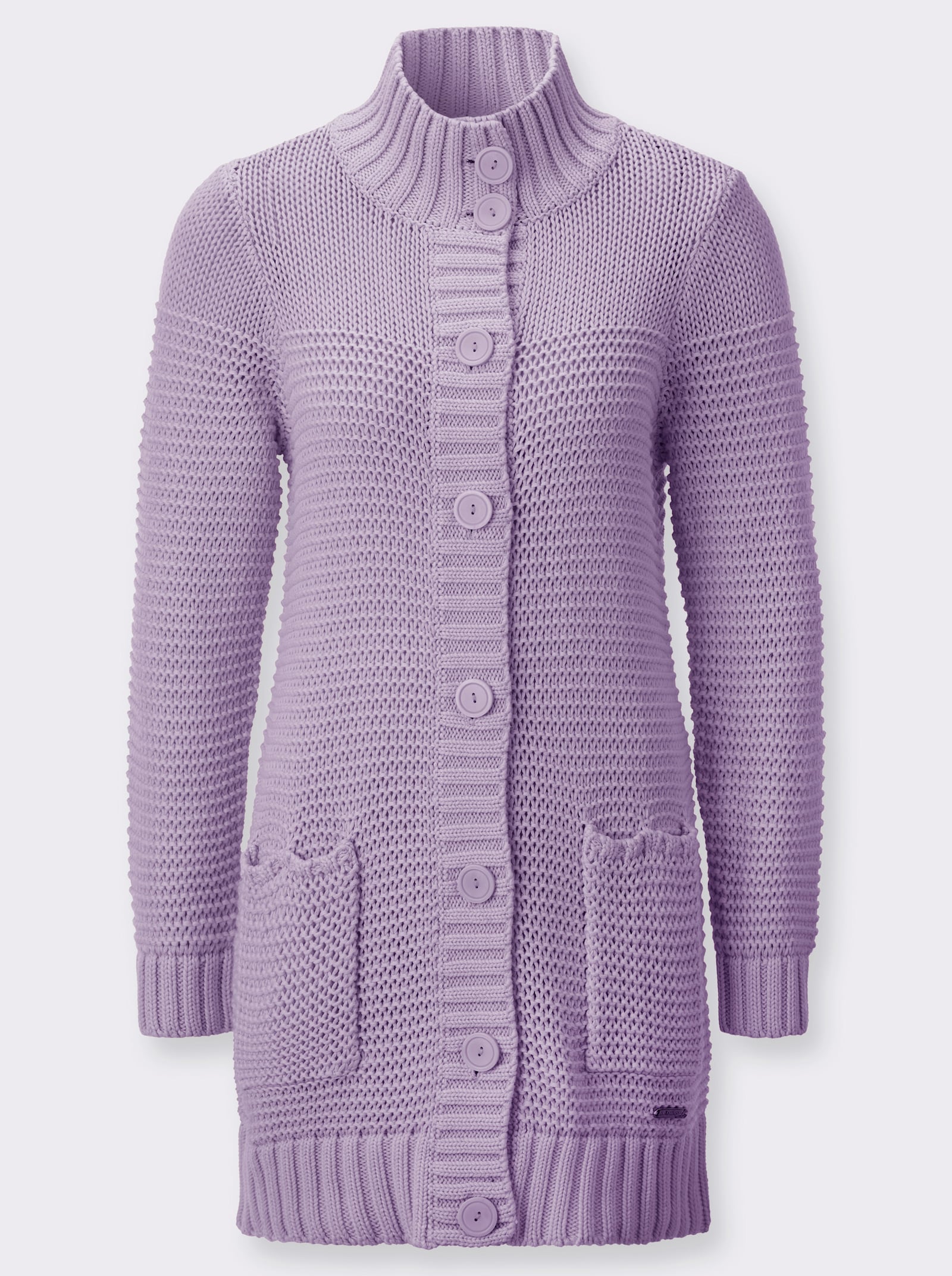 Longstrickjacke mit partiellen Fantasiemuster - flieder