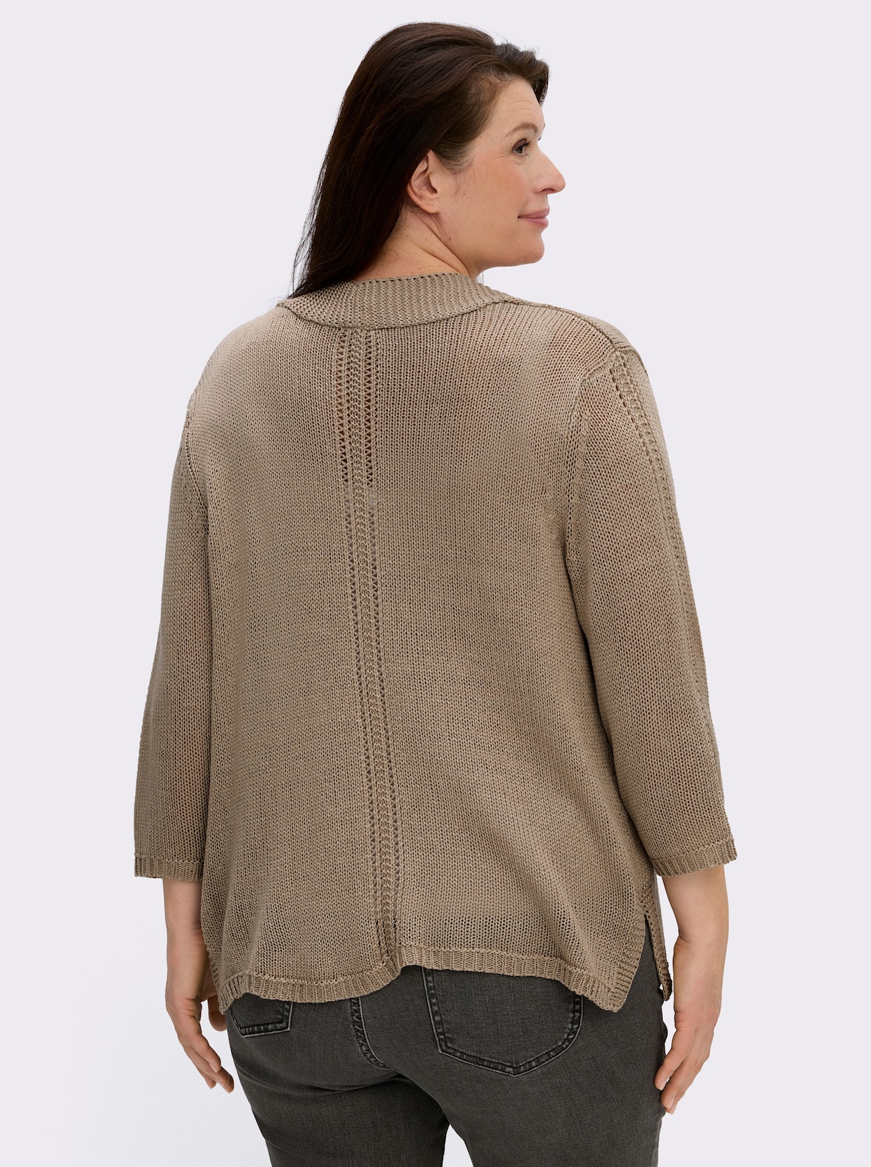 Strickjacke in pflegeleichtem Bändchengarn - beige