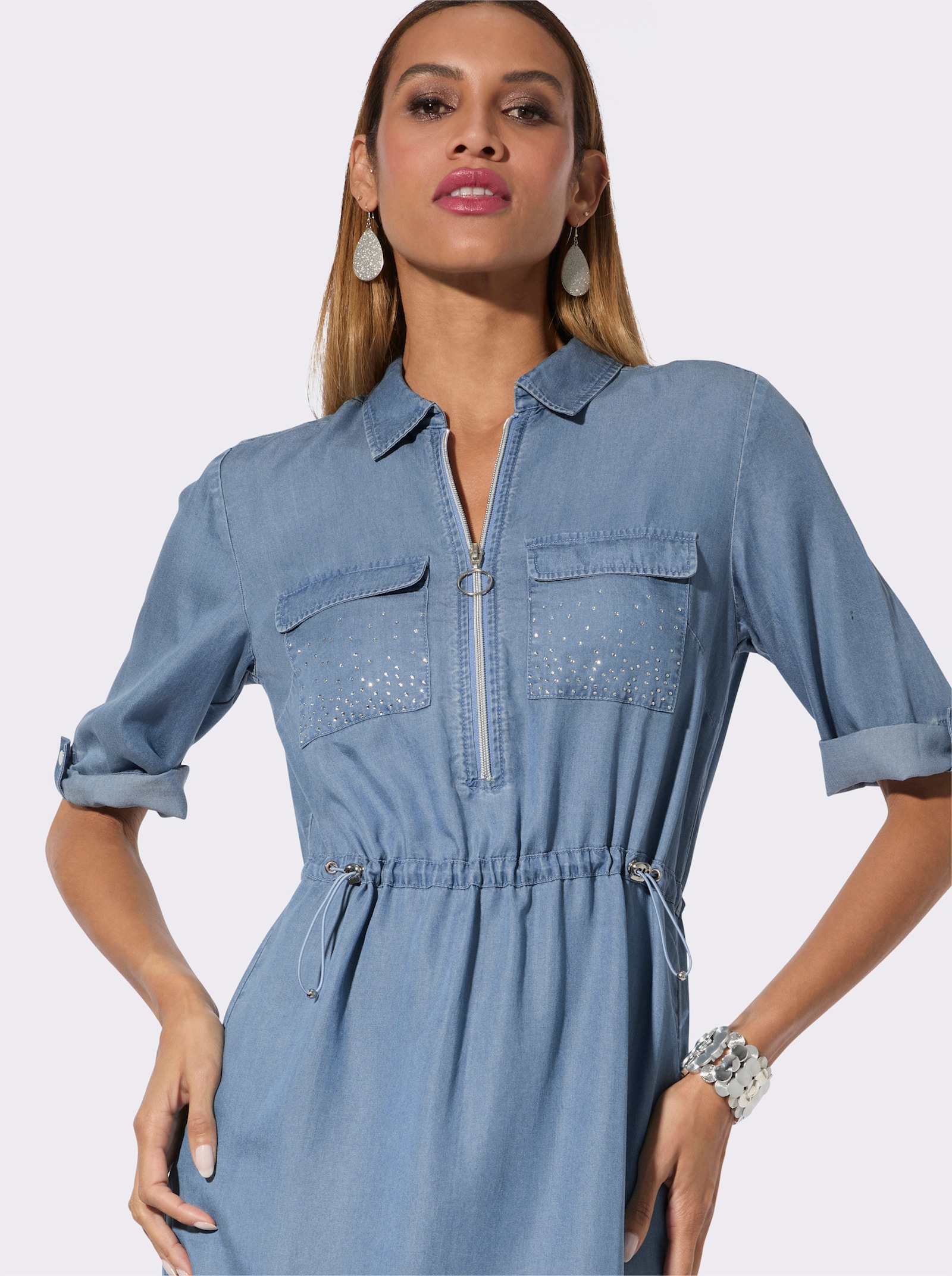 Jeanskleid mit Falte hinten - blue-bleached