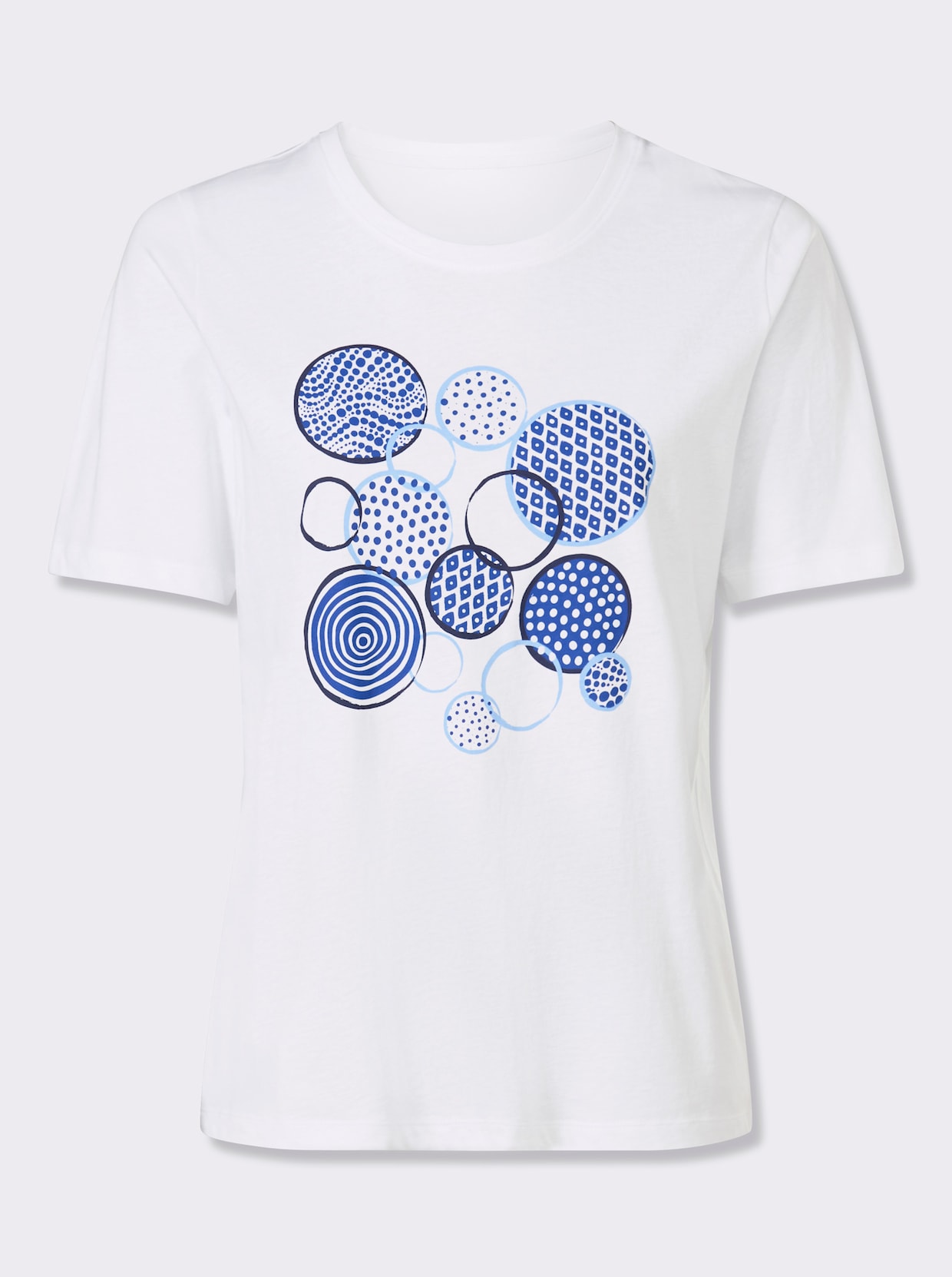 Kurzarmshirt mit platziertem Druck - weiß-marine