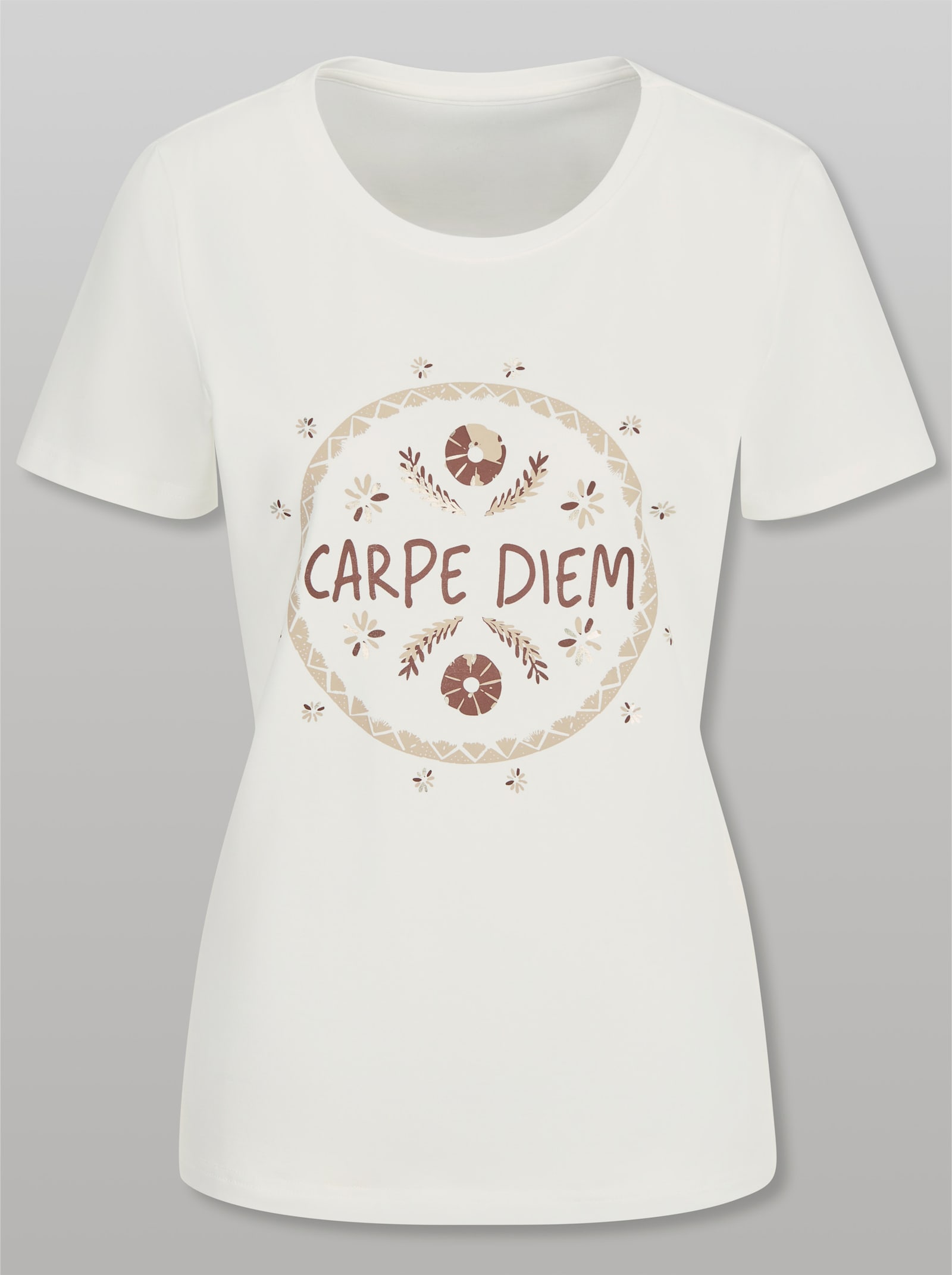 heine Kurzarmshirt mit Schriftzug - ecru