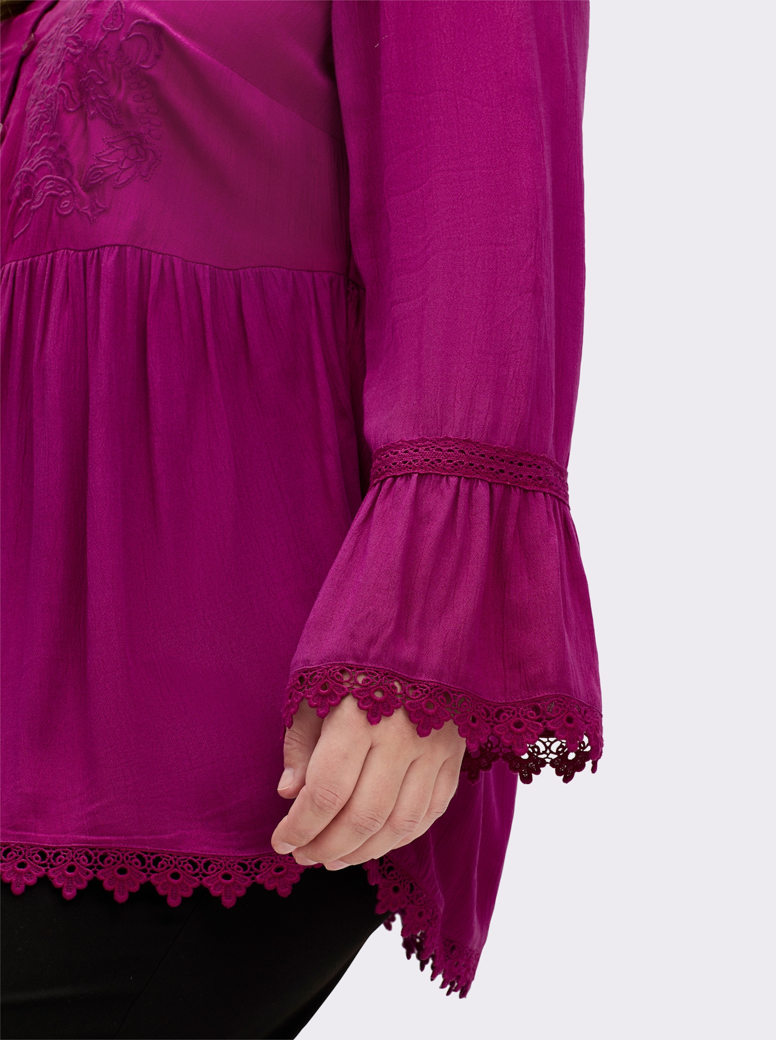 sheego by Joe Browns Tunika mit Stickereien und Spitze - magenta