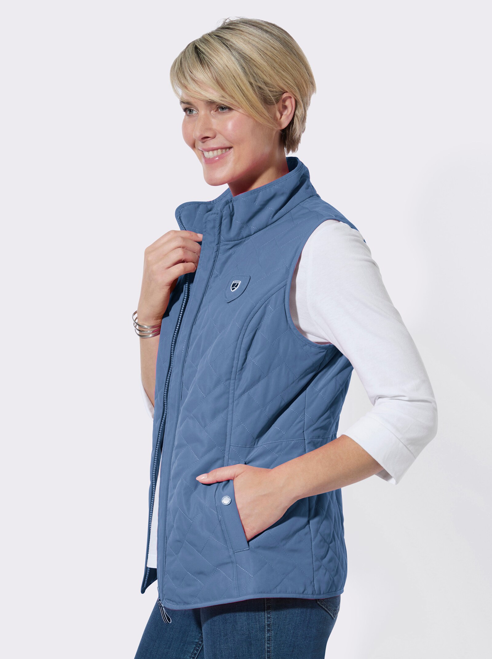 Steppweste mit Taillenbetonung - mittelblau