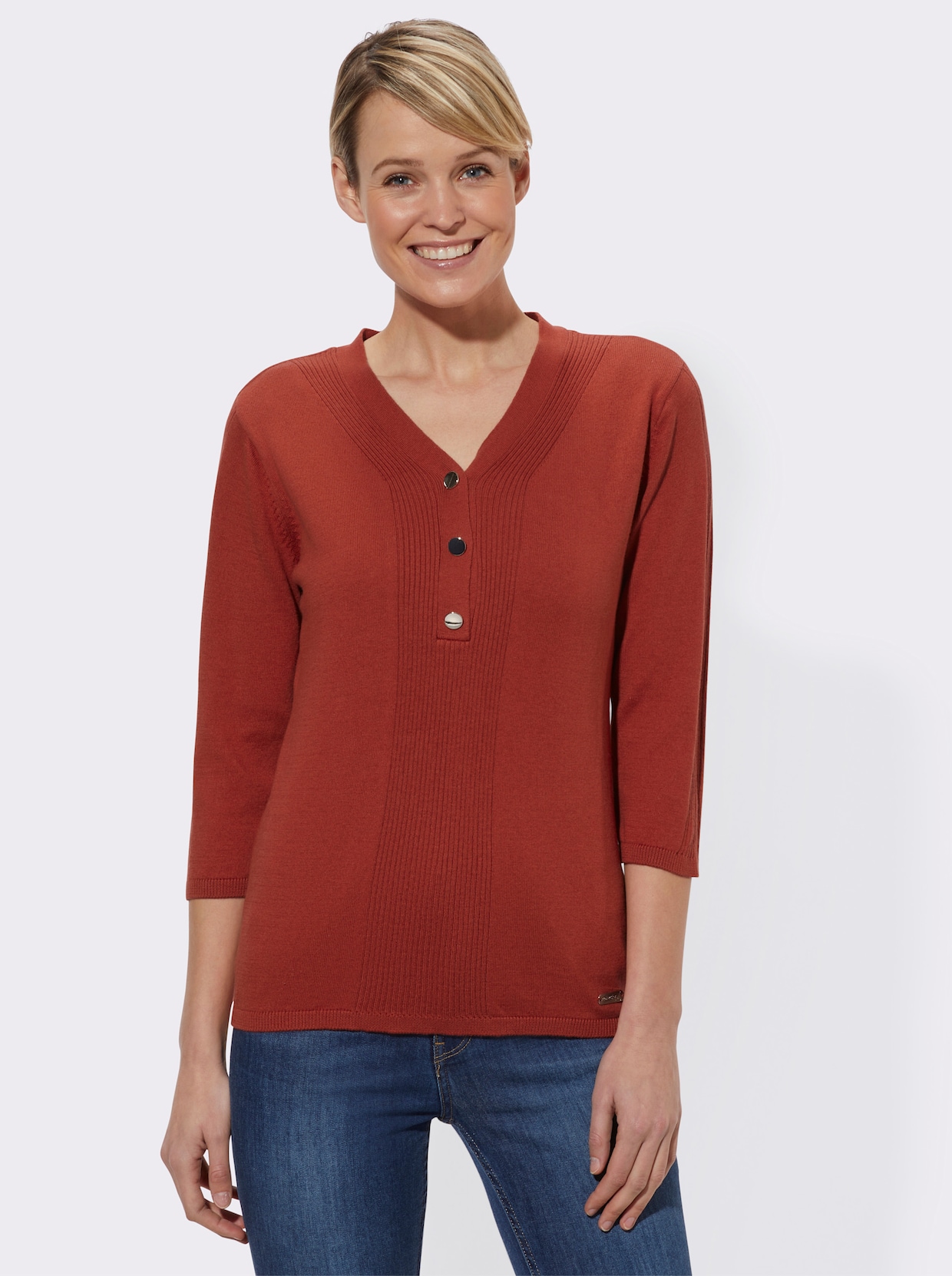 Pullover met 3/4-mouwen - roestrood