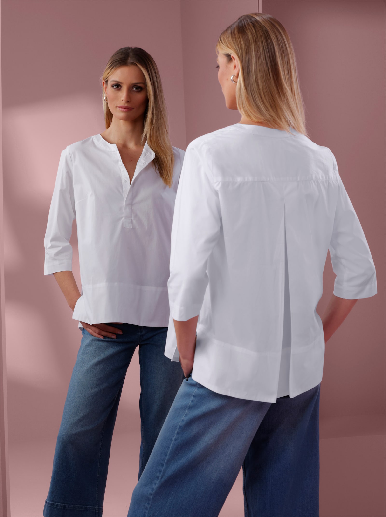 heine Baumwollbluse - weiß