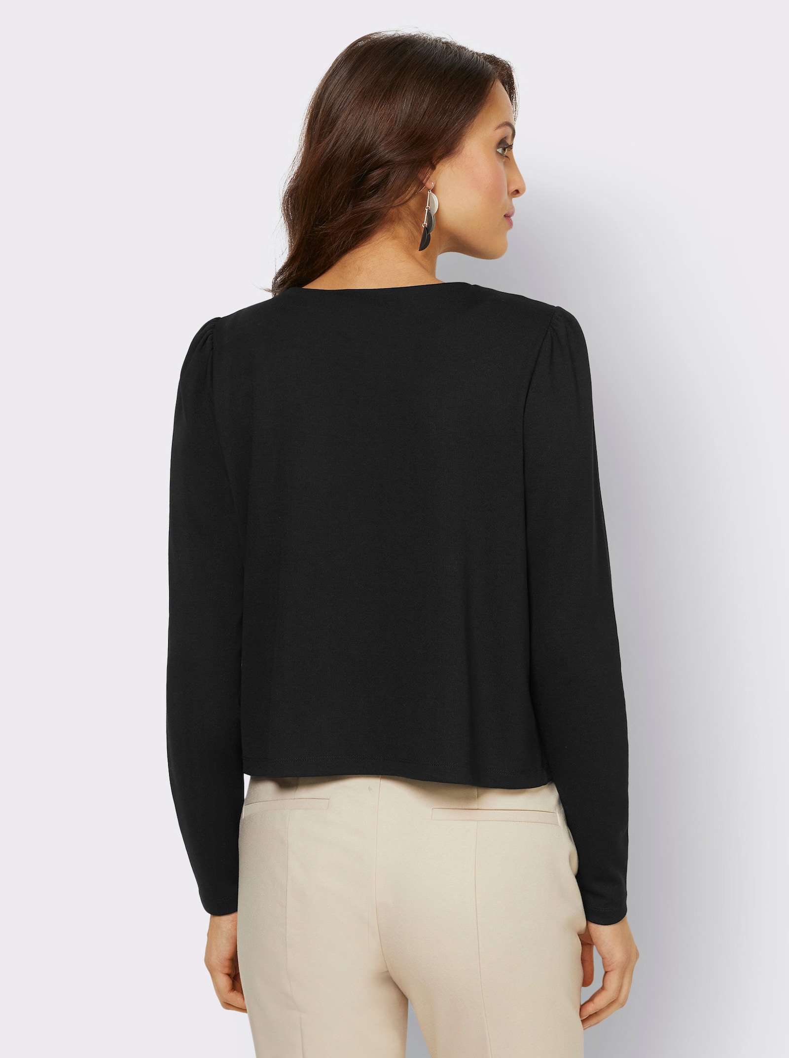 Shirtblazer mit Raffung an der Schulter - schwarz