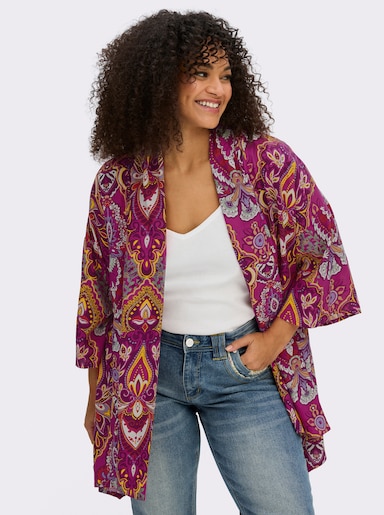 Blusenjacke mit floralem Muster - magenta-lila-gemustert