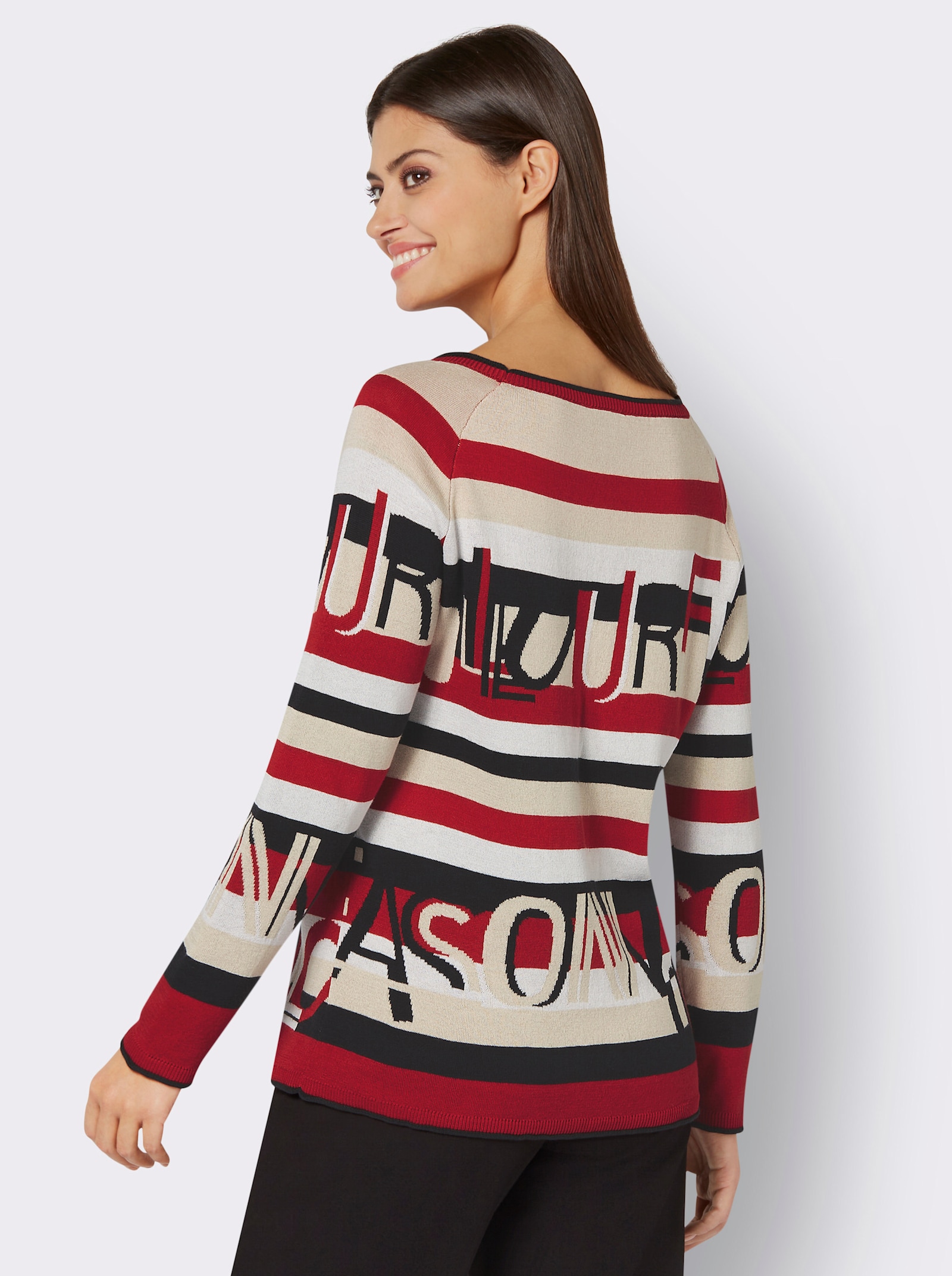 Jacquard-Pullover aus Pima-Baumwolle - rot-schwarz-bedruckt