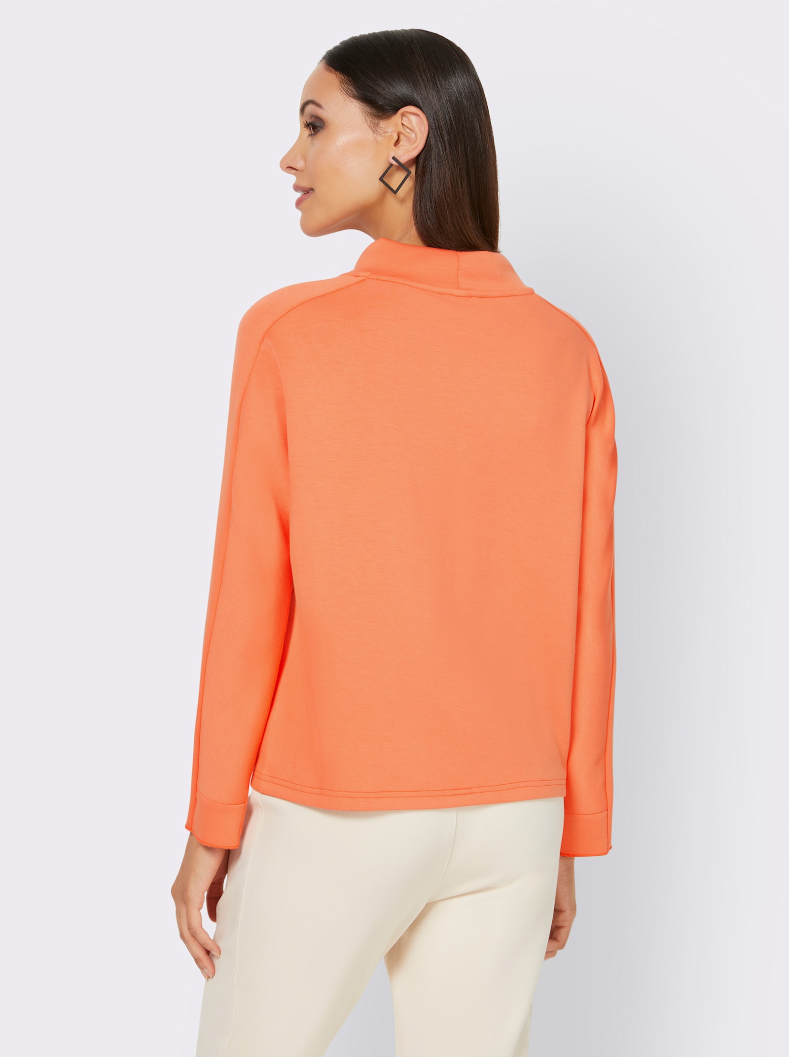 heine Sweatshirt mit gummiertem Schriftzug - mandarine