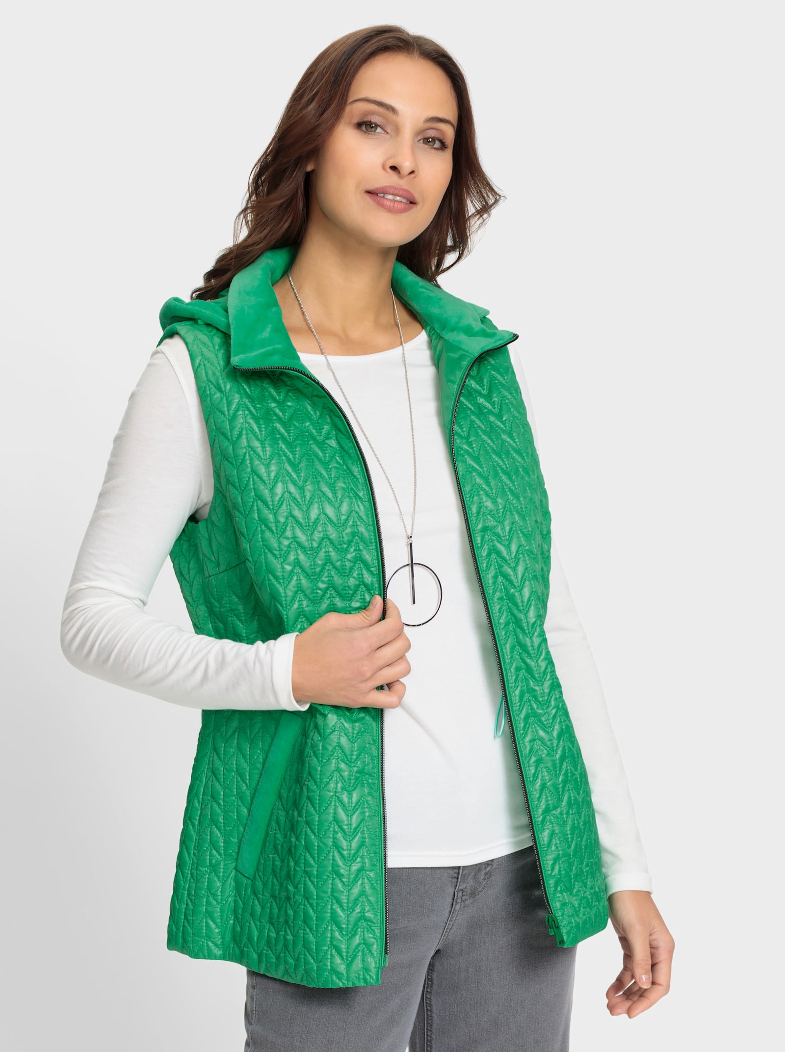 Bodywarmer met zigzag-laserstiksel - grasgroen