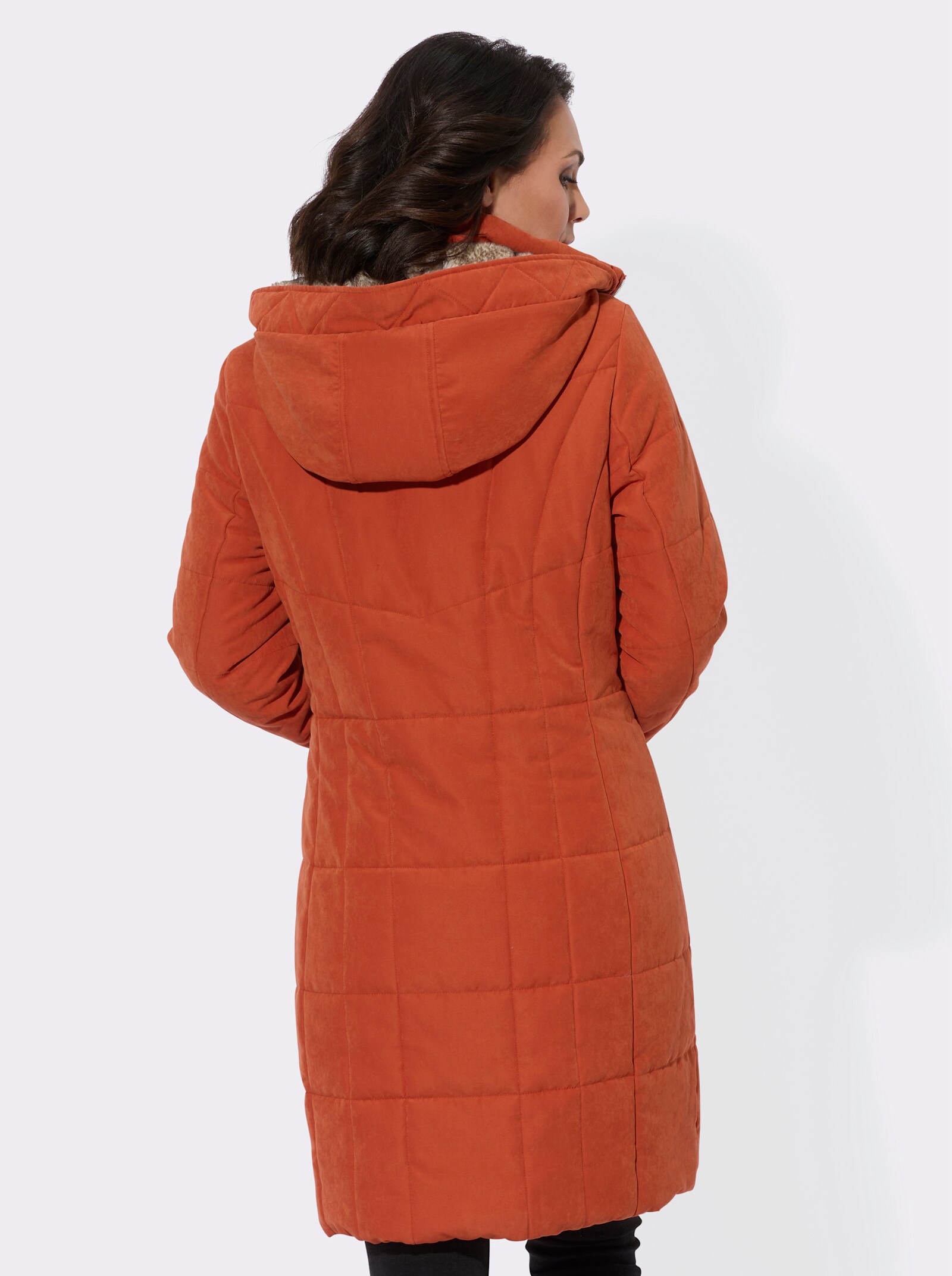 Steppmantel mit 2-Wege-Reißverschluss - rostrot