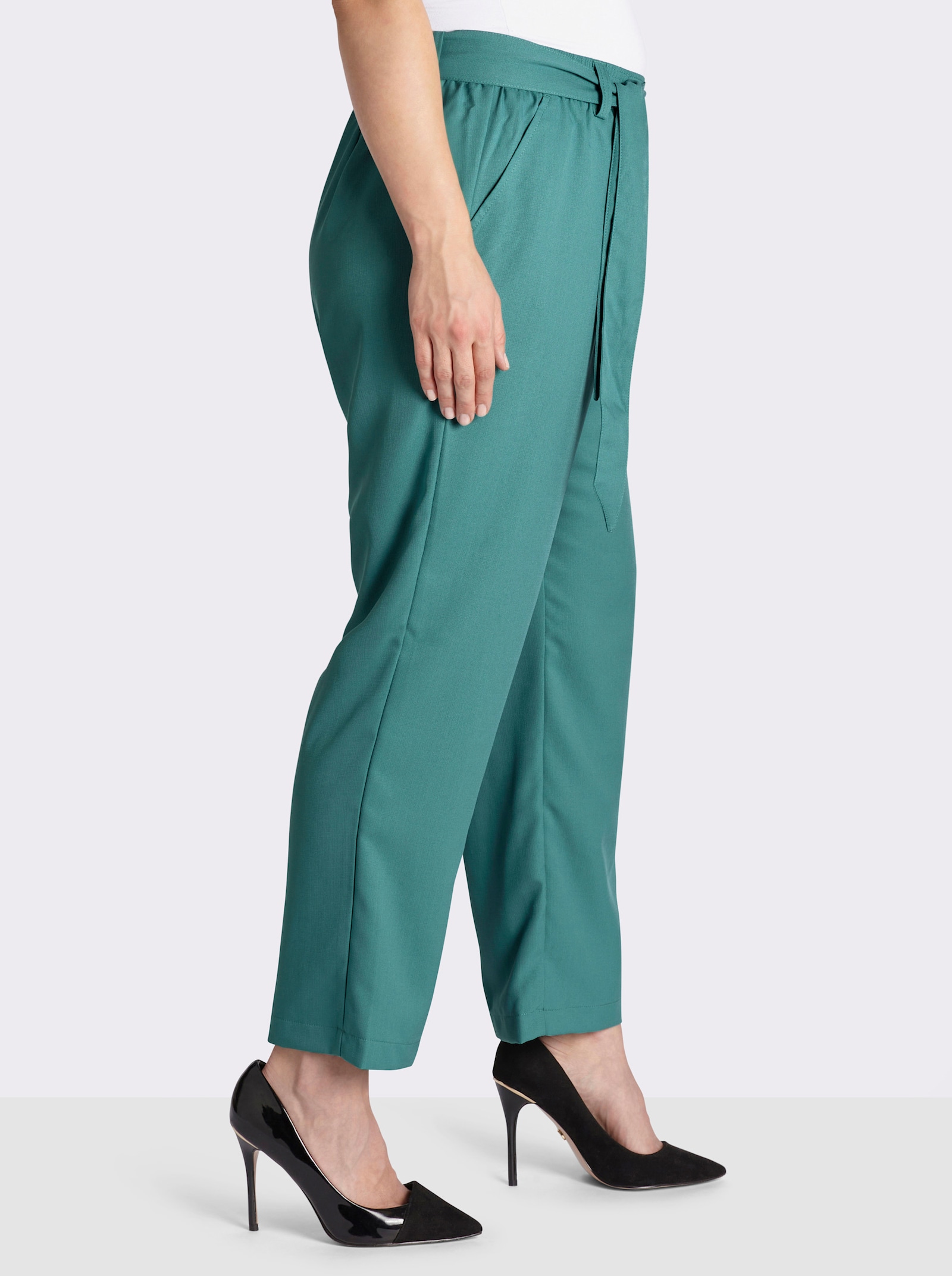 Palazzohose mit Bindegürtel - türkis