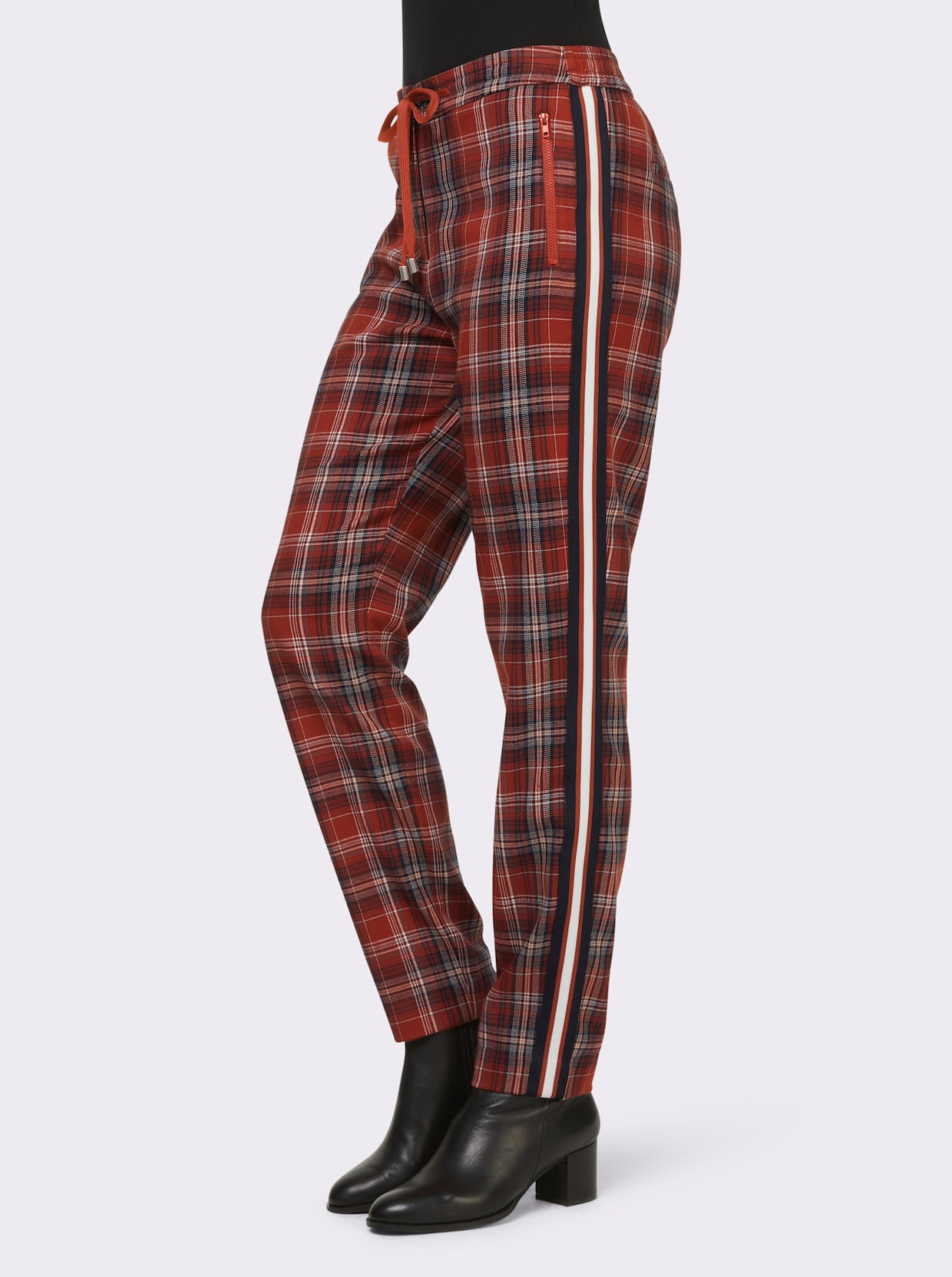 heine Geruite broek - roestrood/marine geruit