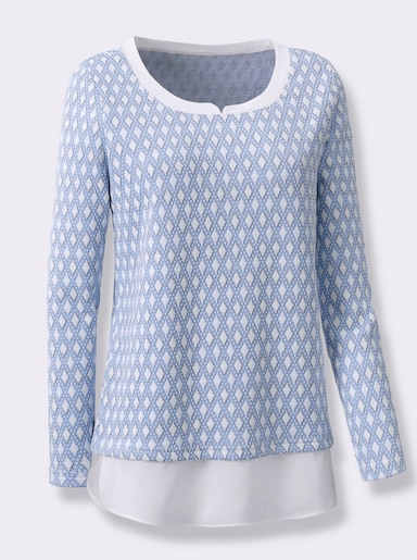 2-in-1-Shirt - bleu-ecru-gemustert