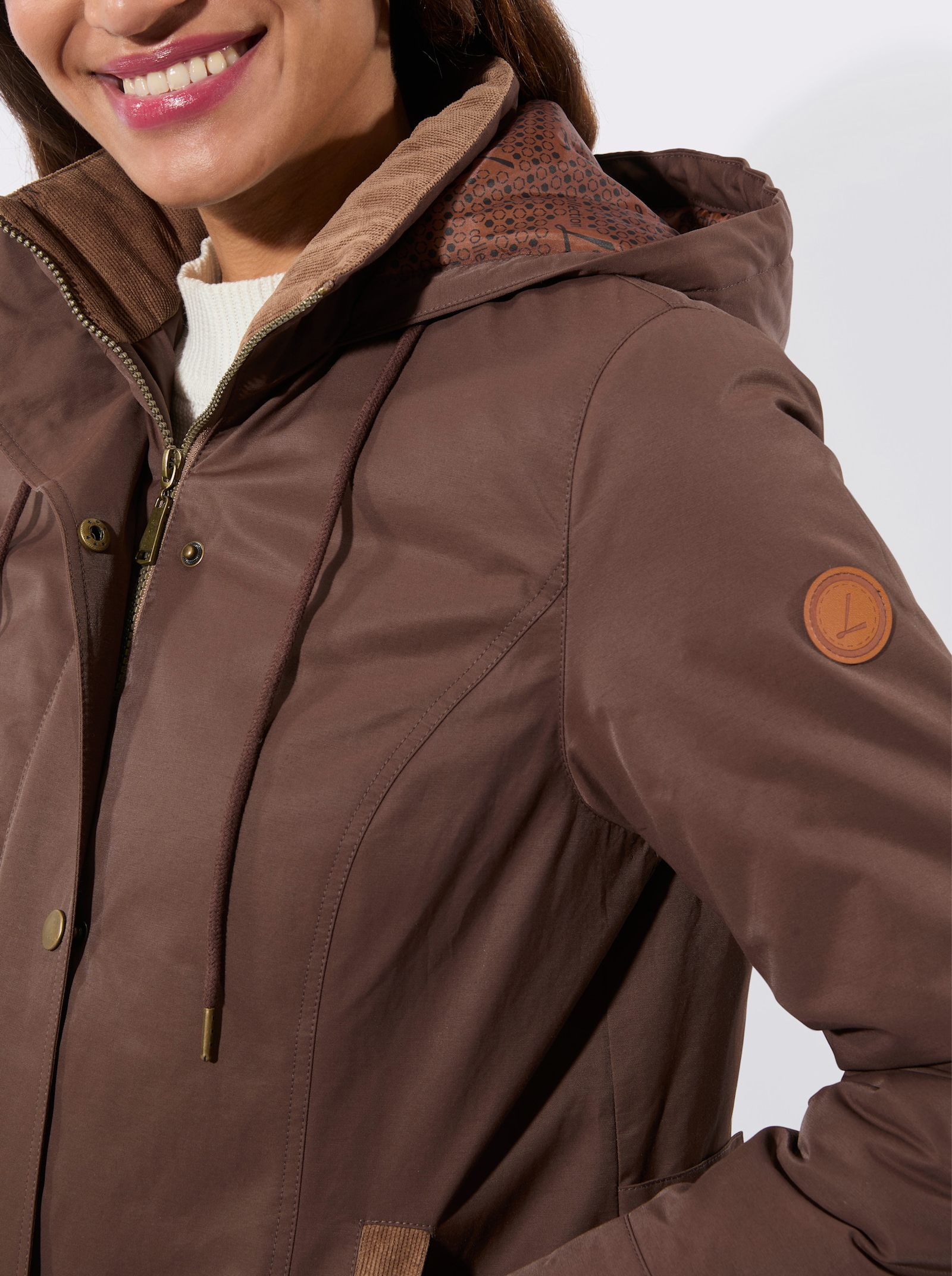 Canvasjacke mit Stehkragen - schoko