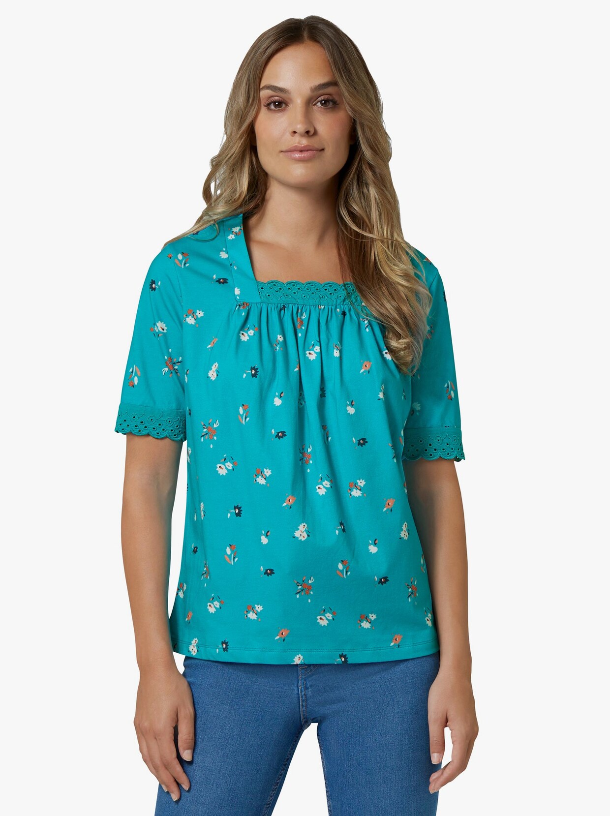 Shirt met korte mouwen - turquoise/flamingo gedrukt